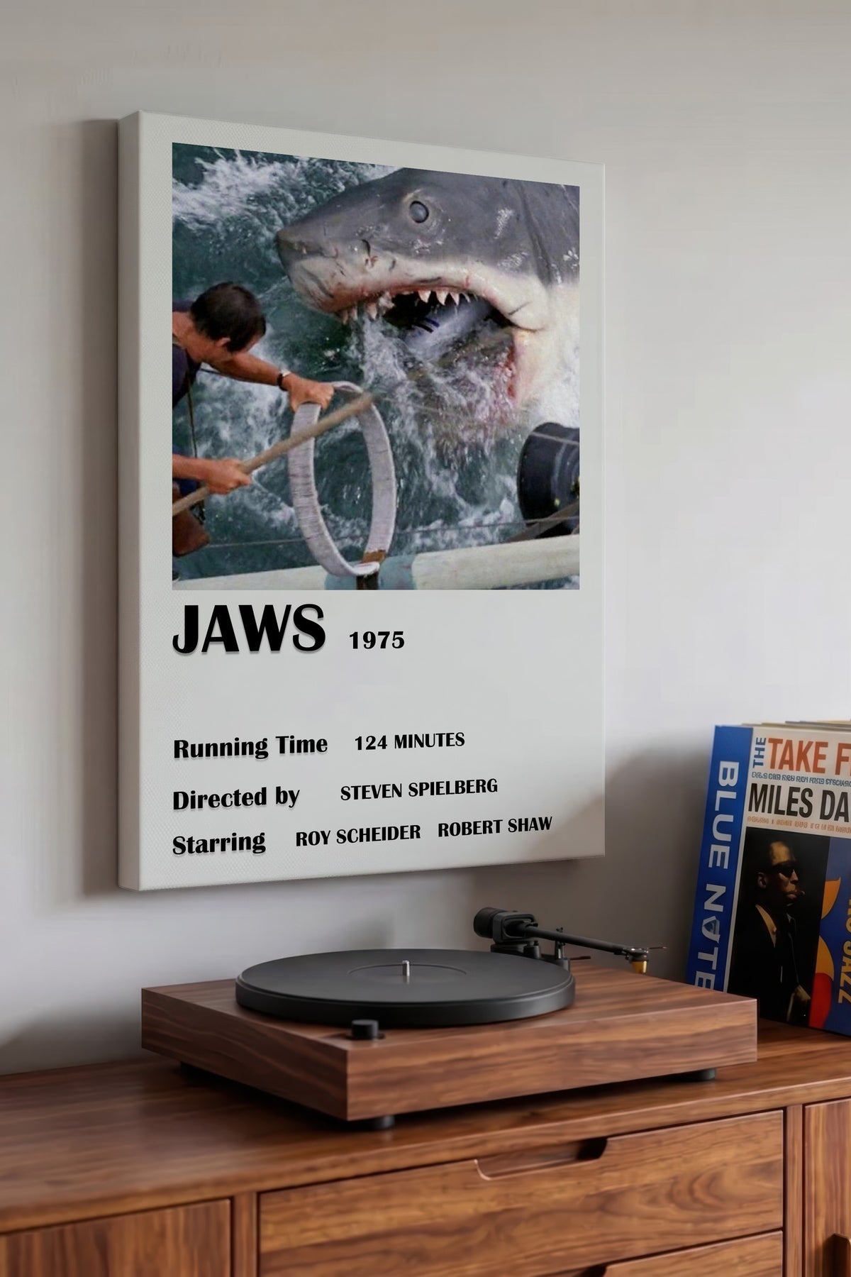 JAWS 1975 Film Kanvas Tablo