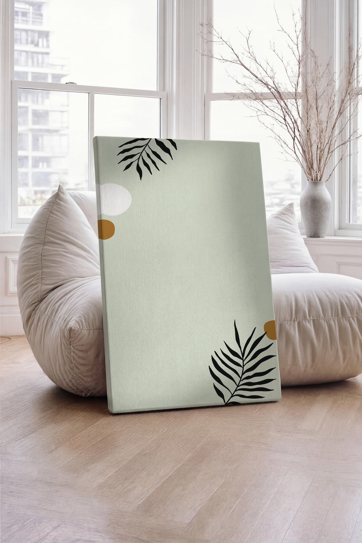 Minimalist yaprak desenli Kanvas Tablo