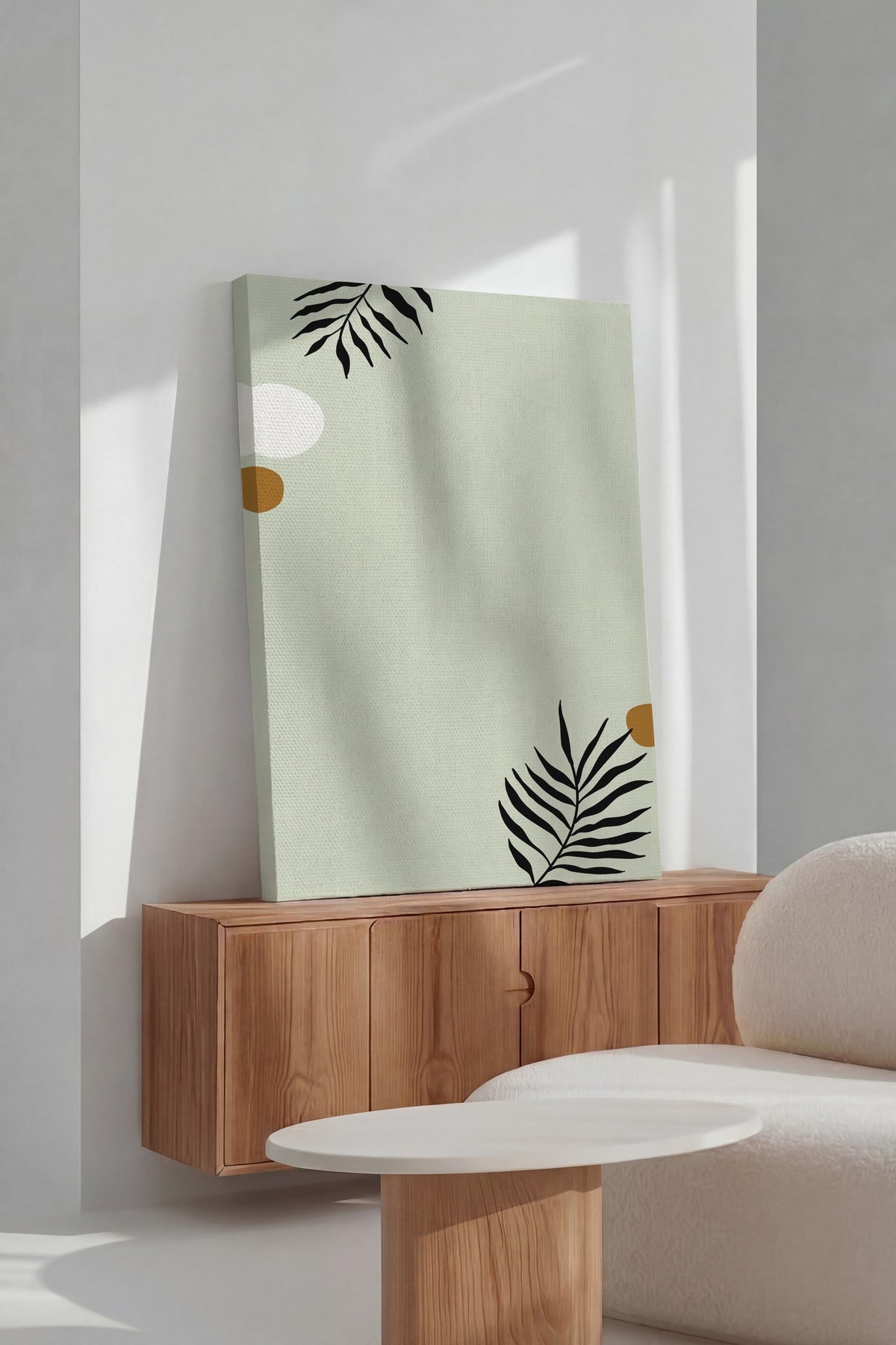 Minimalist yaprak desenli Kanvas Tablo