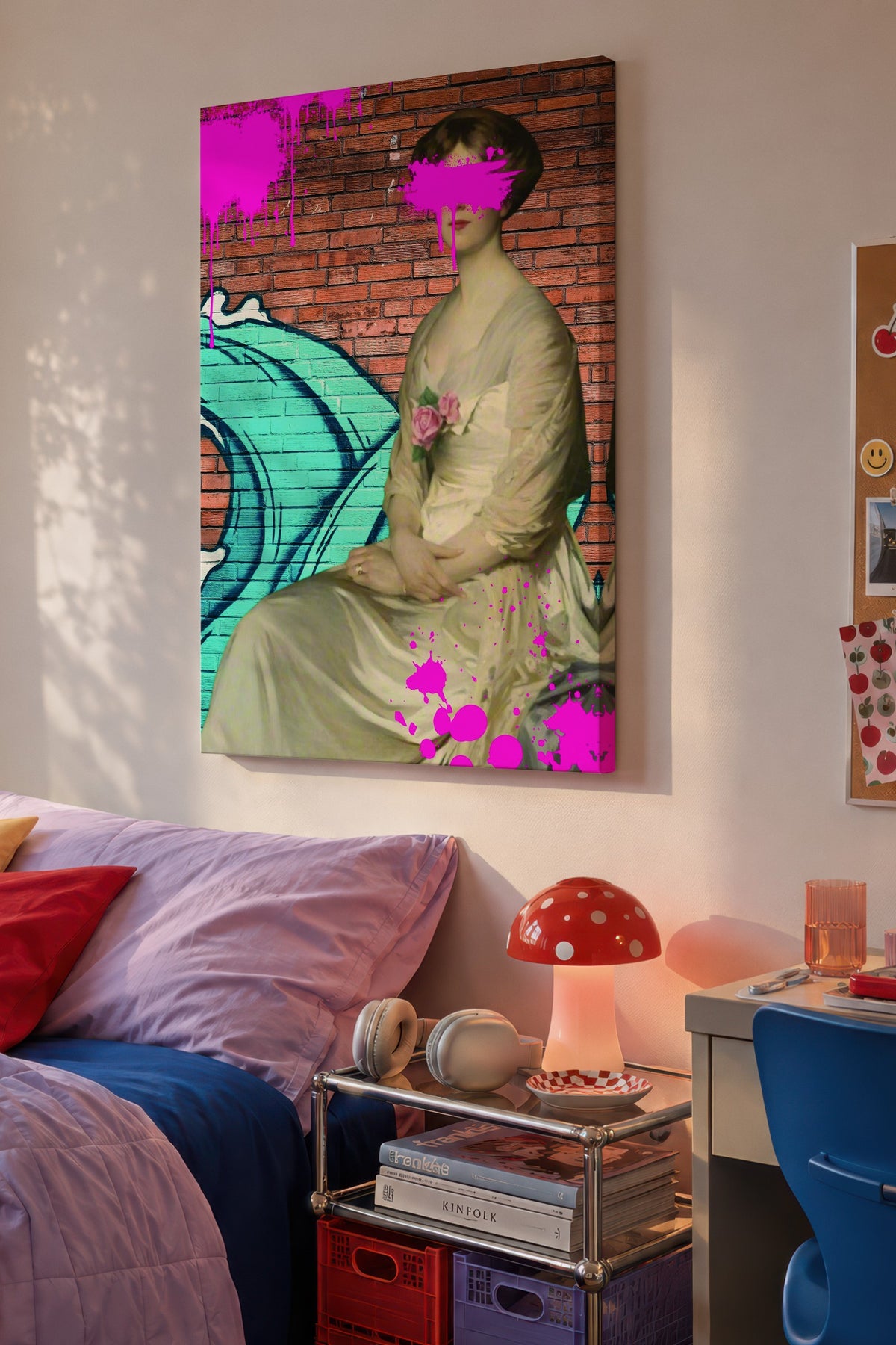 Renkli Portre ve Graffiti Alternatif Sanat Kanvas Tablo