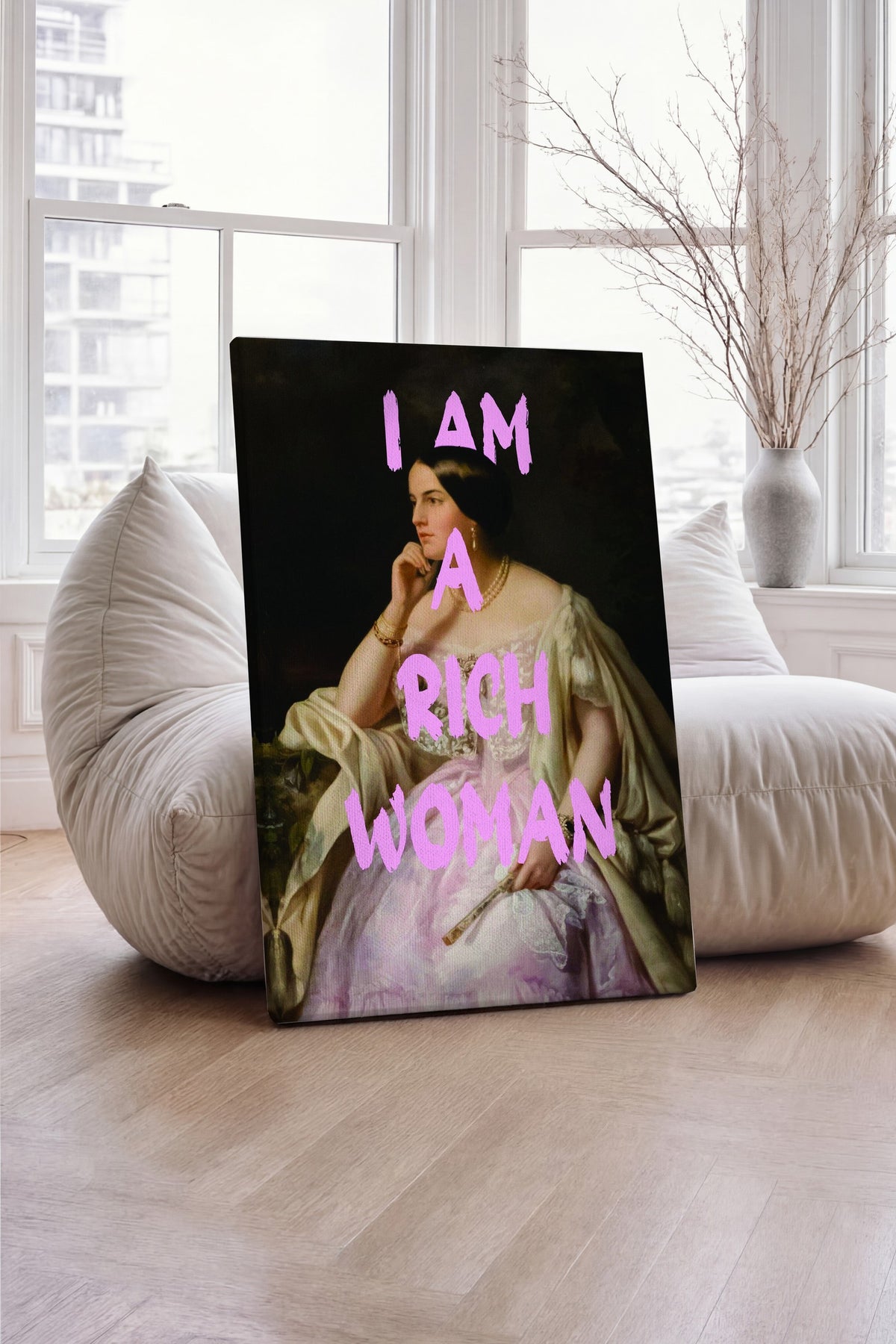 Farklı Tonlarda I AM A RICH WOMAN Alternatif Sanat Kanvas Tablo — NO:104720