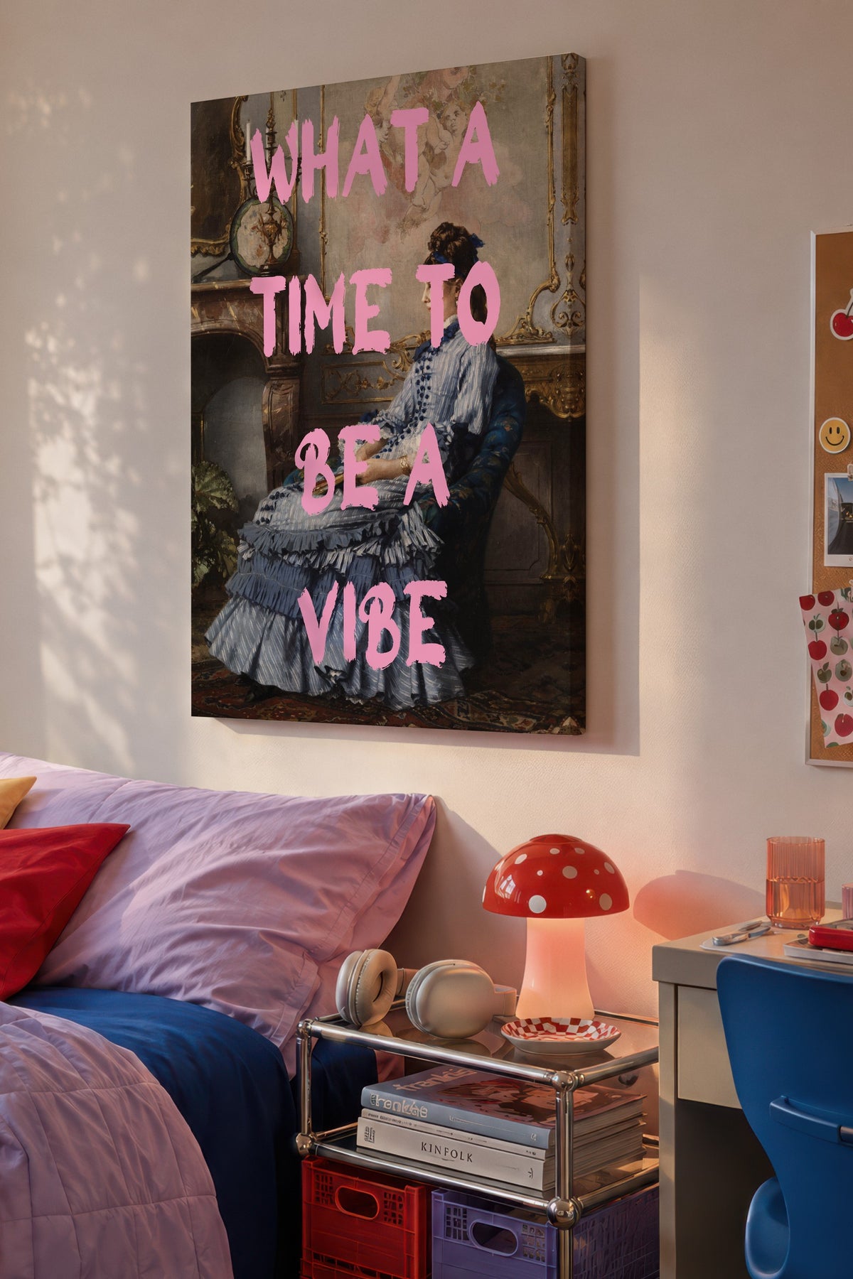 Farklı Tonlarda WHAT A TIME TO BE A VIBE Alternatif Sanat Kanvas Tablo