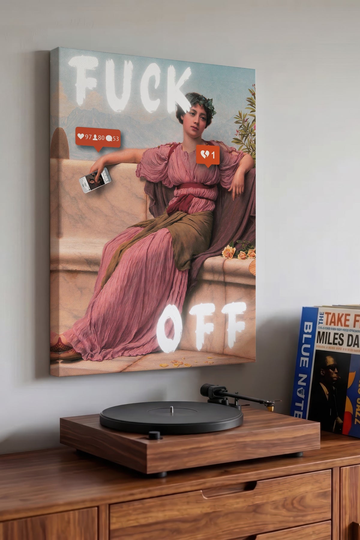 Farklı Tonlarda FUCK OFF Alternatif Sanat Kanvas Tablo