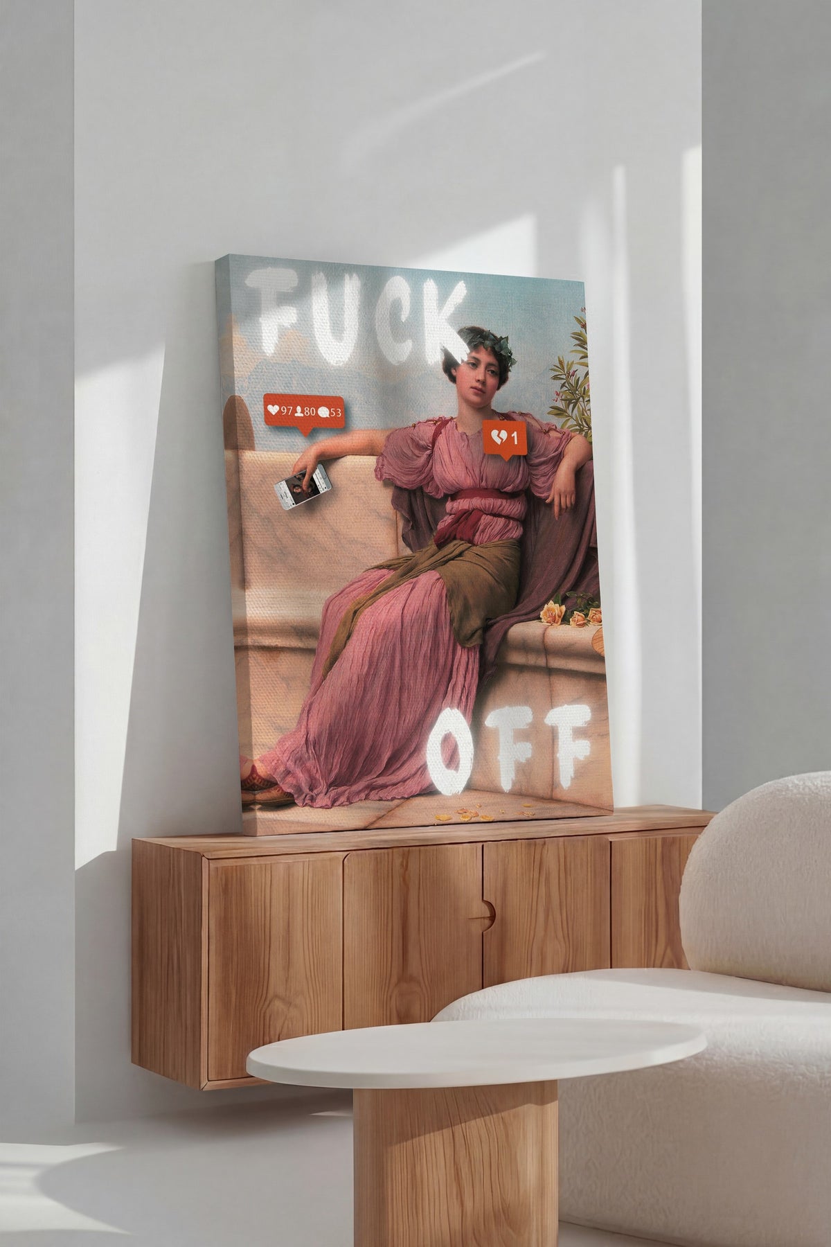 Farklı Tonlarda FUCK OFF Alternatif Sanat Kanvas Tablo