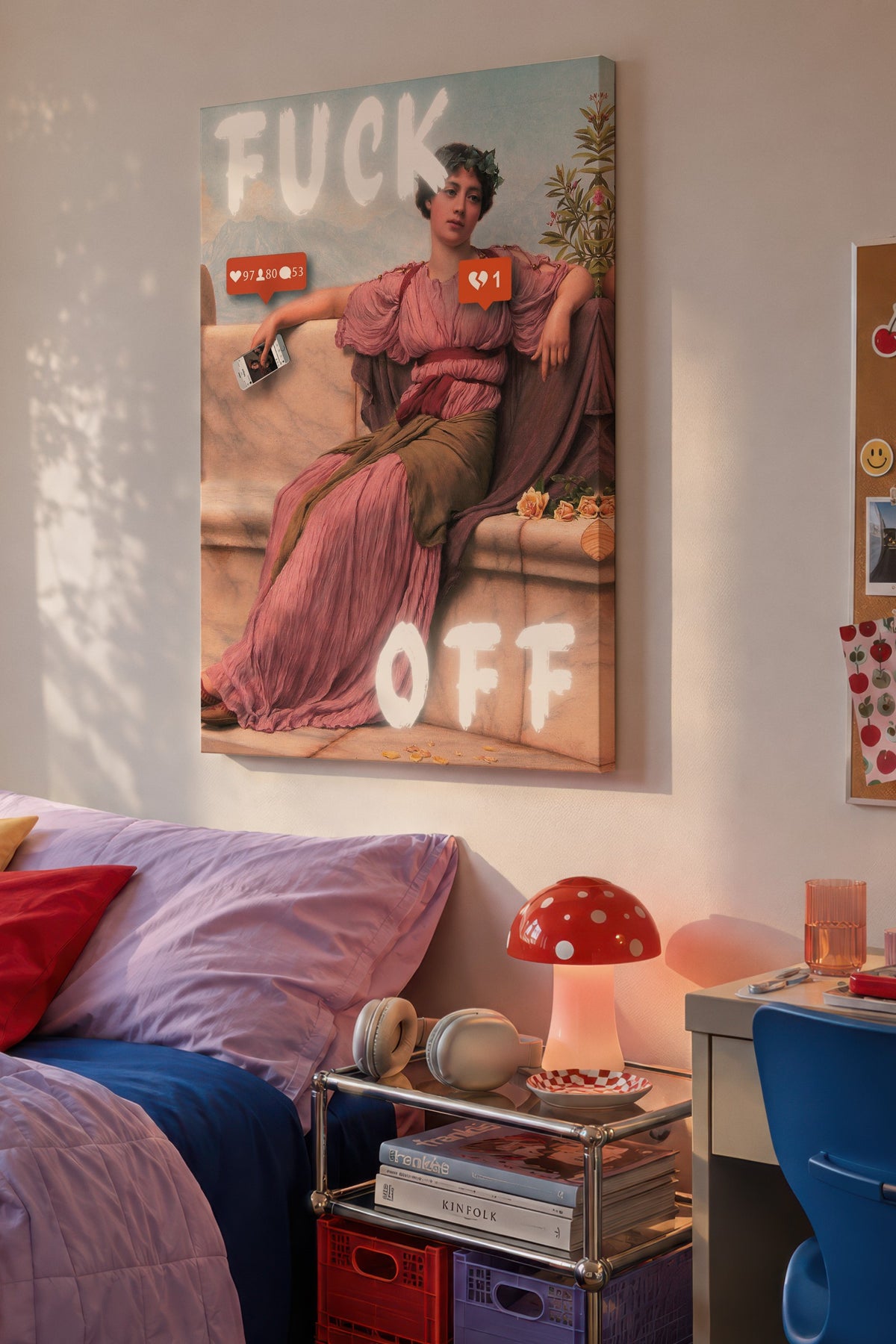Farklı Tonlarda FUCK OFF Alternatif Sanat Kanvas Tablo