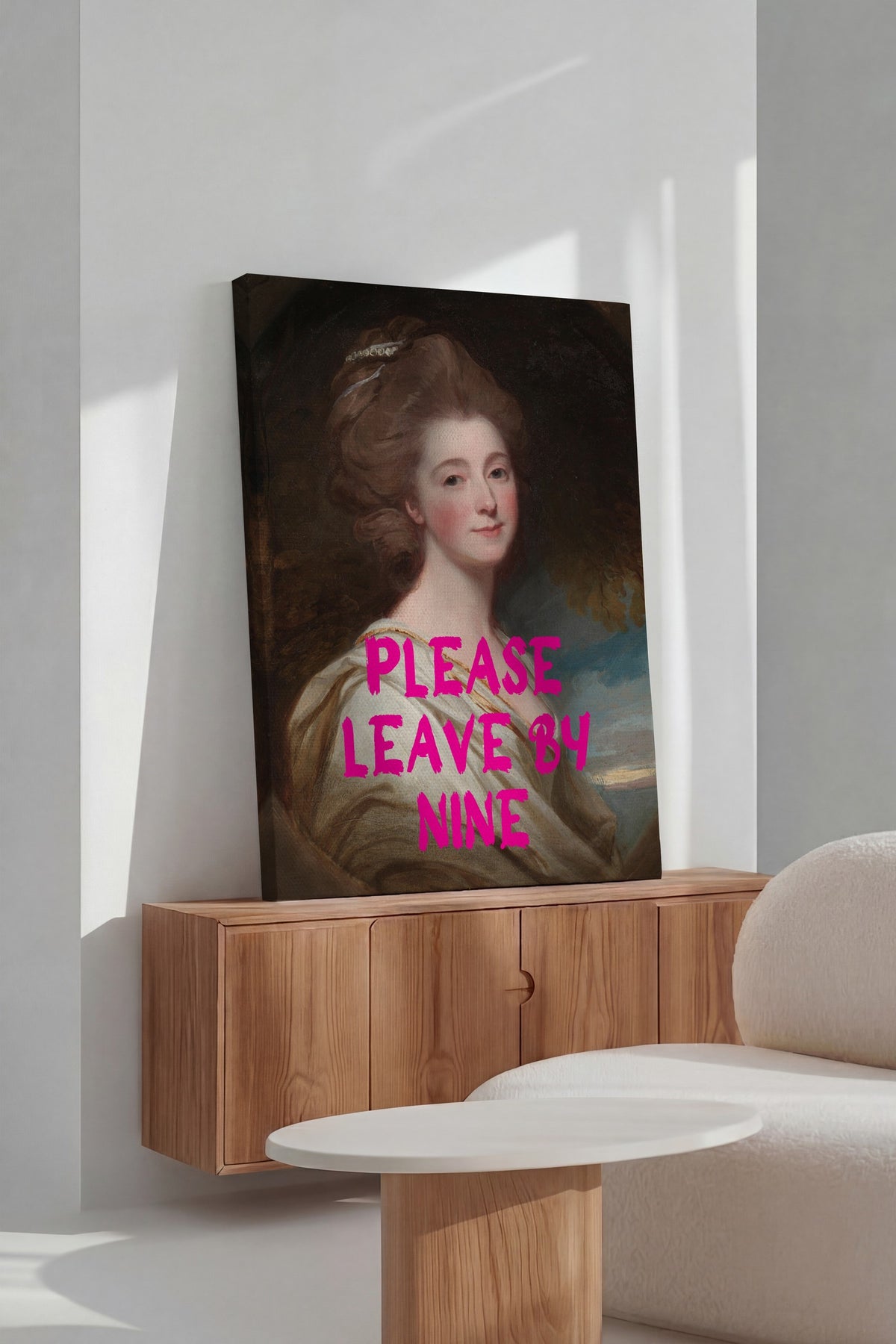 PLEASE LEAVE BY NINE Alternatif Sanat Kanvas Tablo