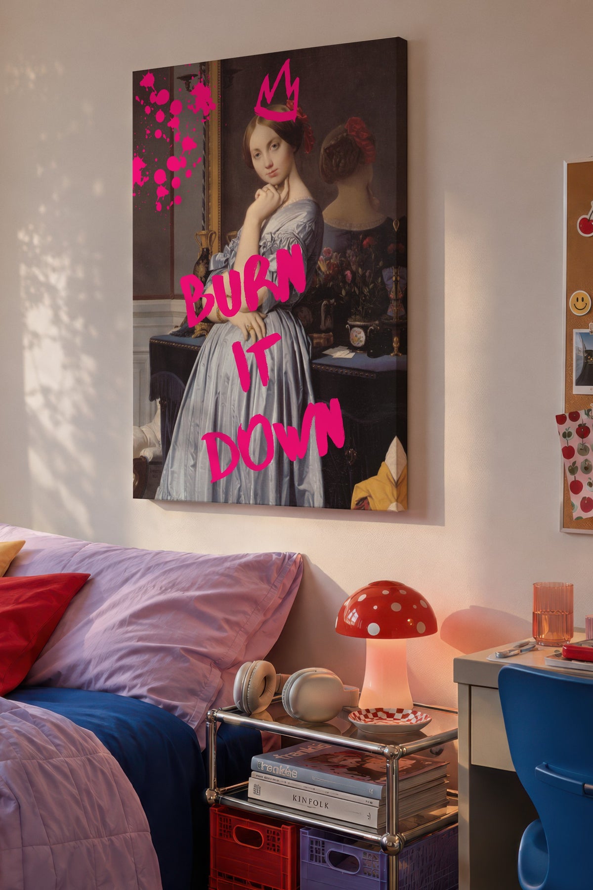 Farklı Tonlarda BURN IT DOWN Alternatif Sanat Kanvas Tablo
