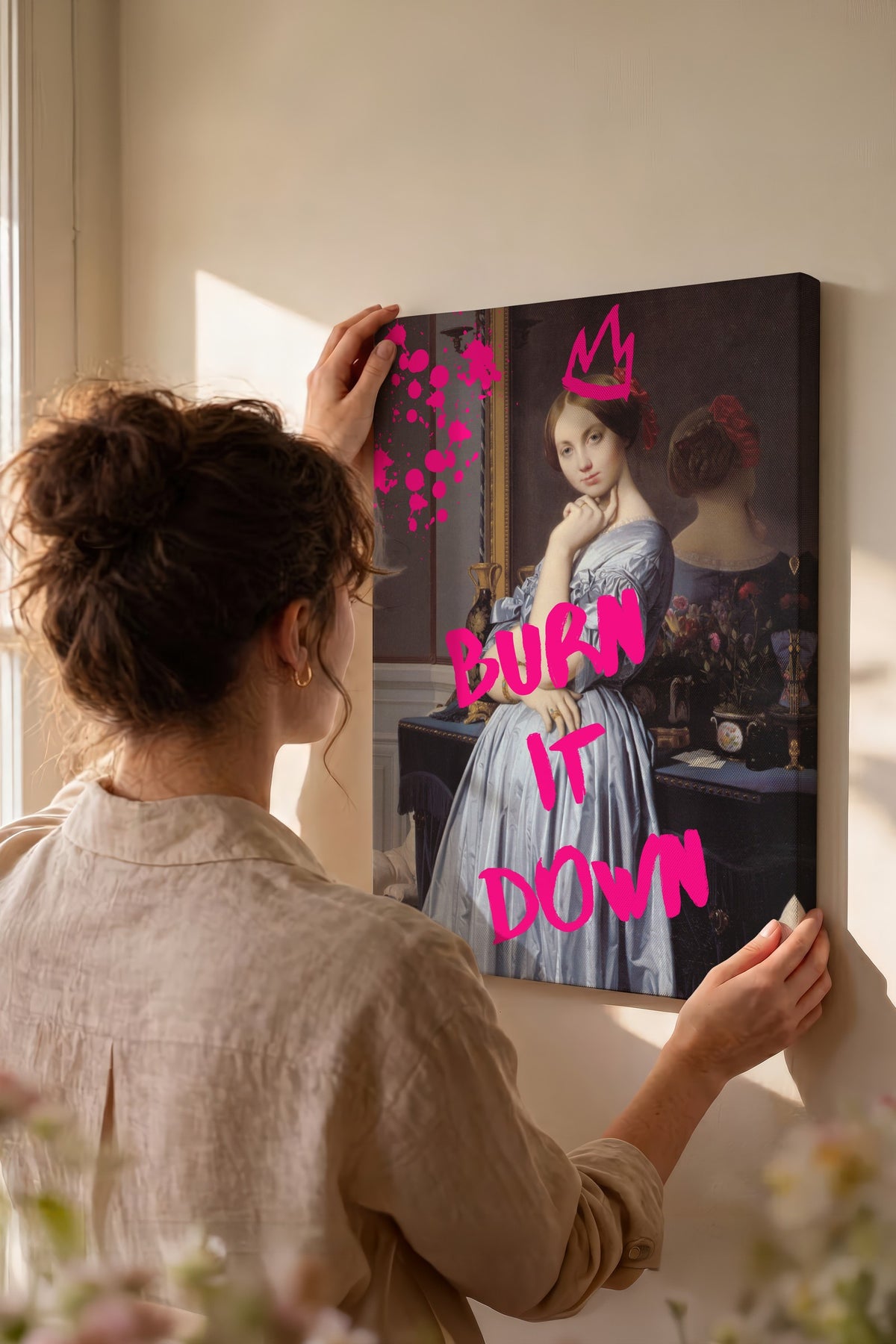 Farklı Tonlarda BURN IT DOWN Alternatif Sanat Kanvas Tablo