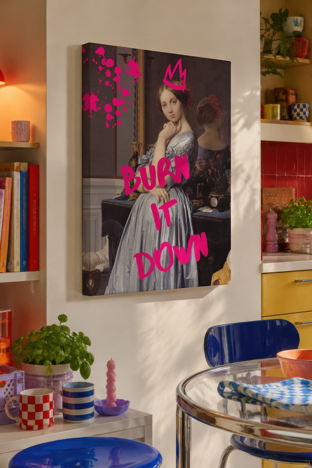 Farklı Tonlarda BURN IT DOWN Alternatif Sanat Kanvas Tablo