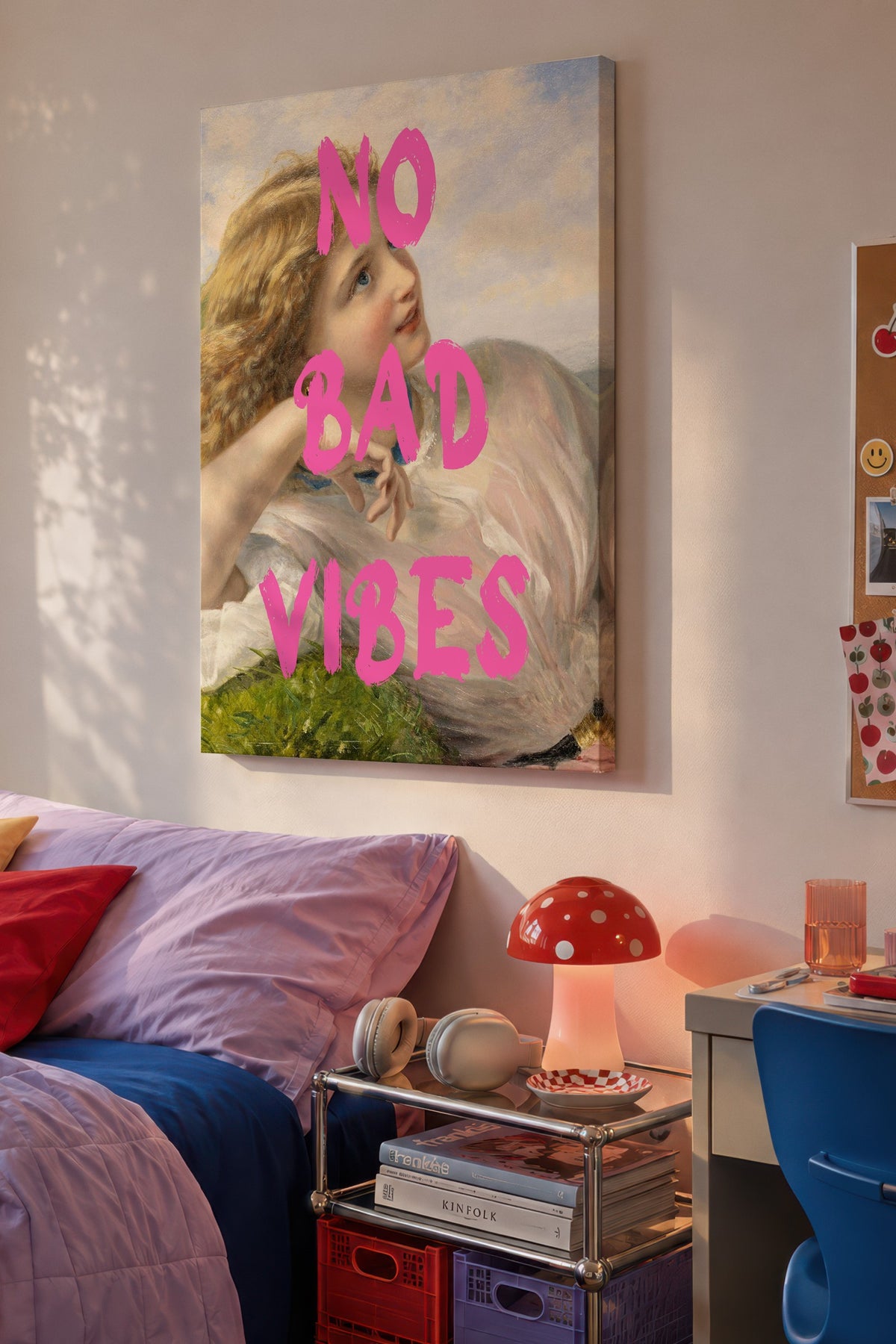 NO BAD VIBES Alternatif Sanat Kanvas Tablo