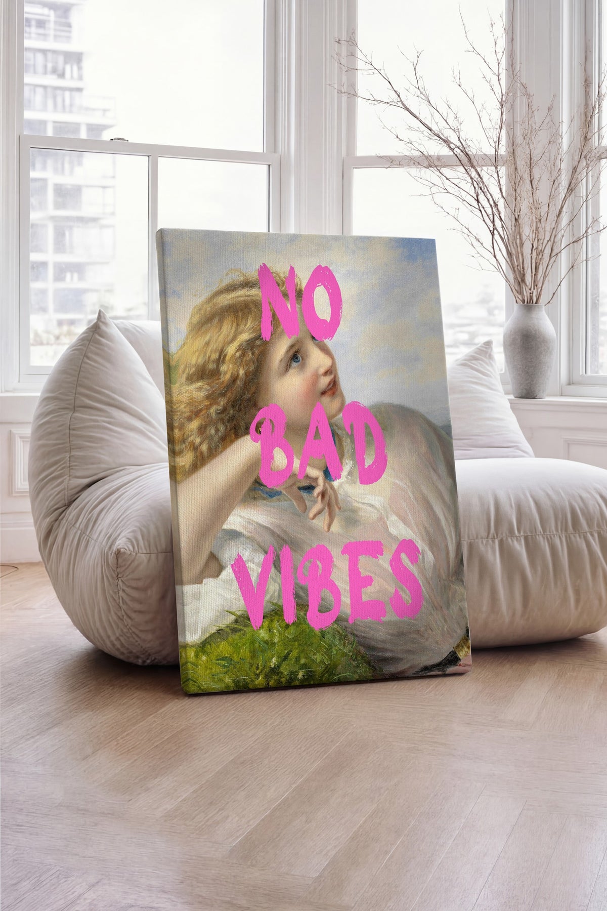 NO BAD VIBES Alternatif Sanat Kanvas Tablo