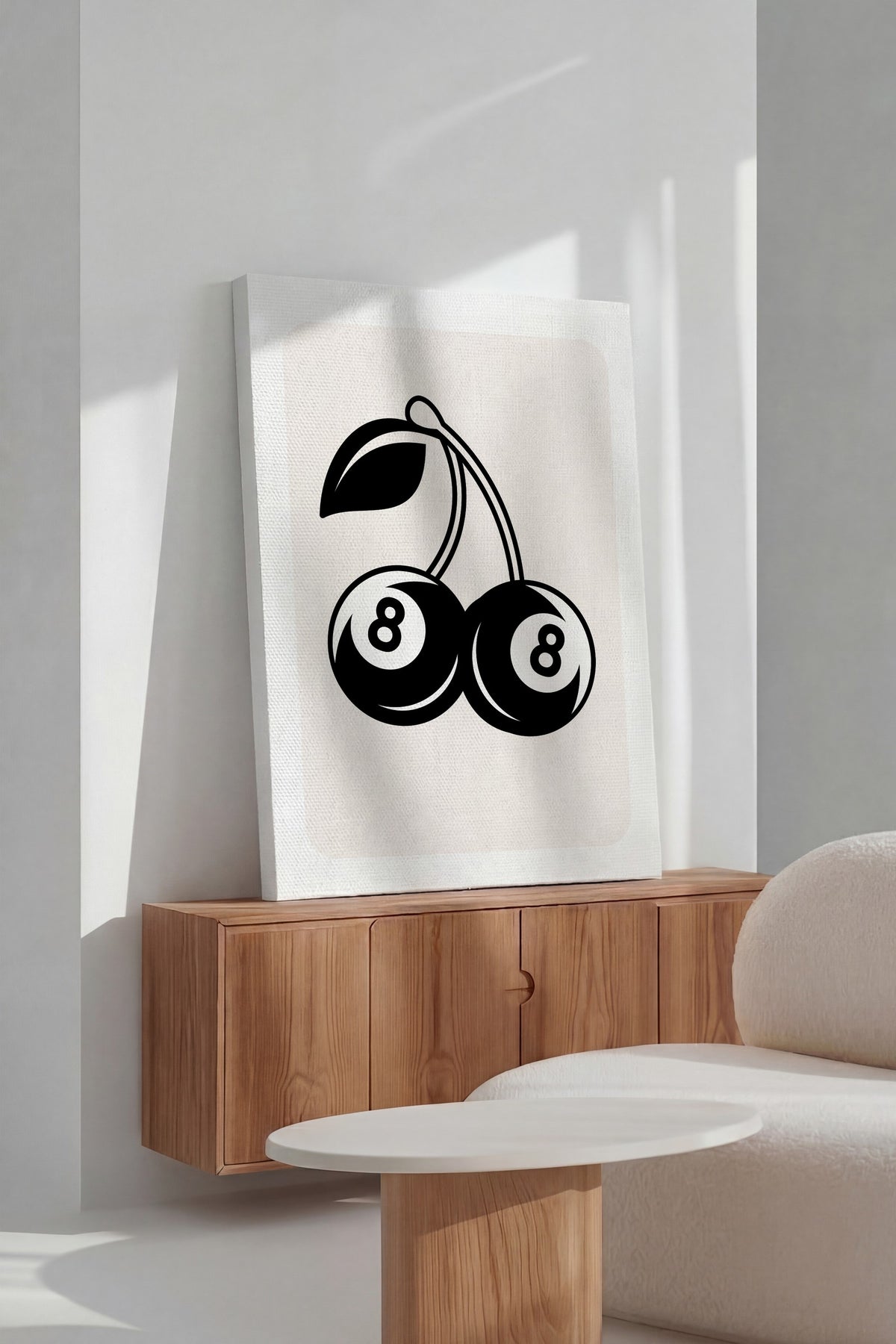 Minimalist Kiraz İllüstrasyonu Kanvas Tablo
