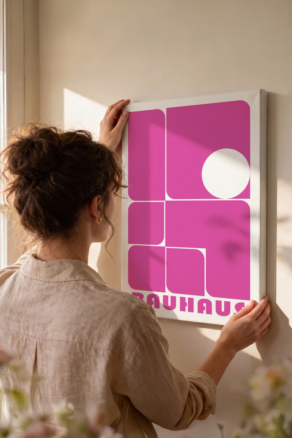 Pembe Duvar Bauhaus Kanvas Tablo — NO:105462
