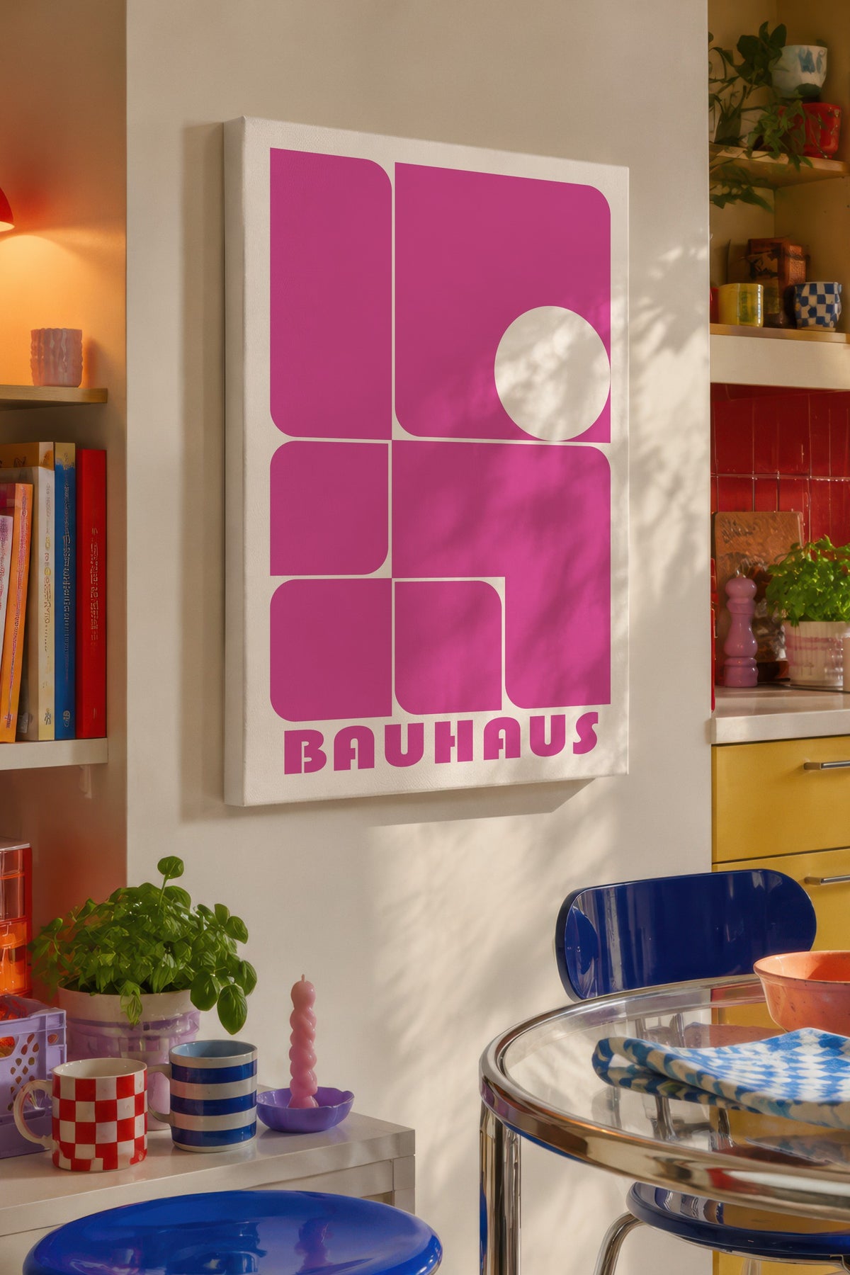 Pembe Duvar Bauhaus Kanvas Tablo — NO:105462