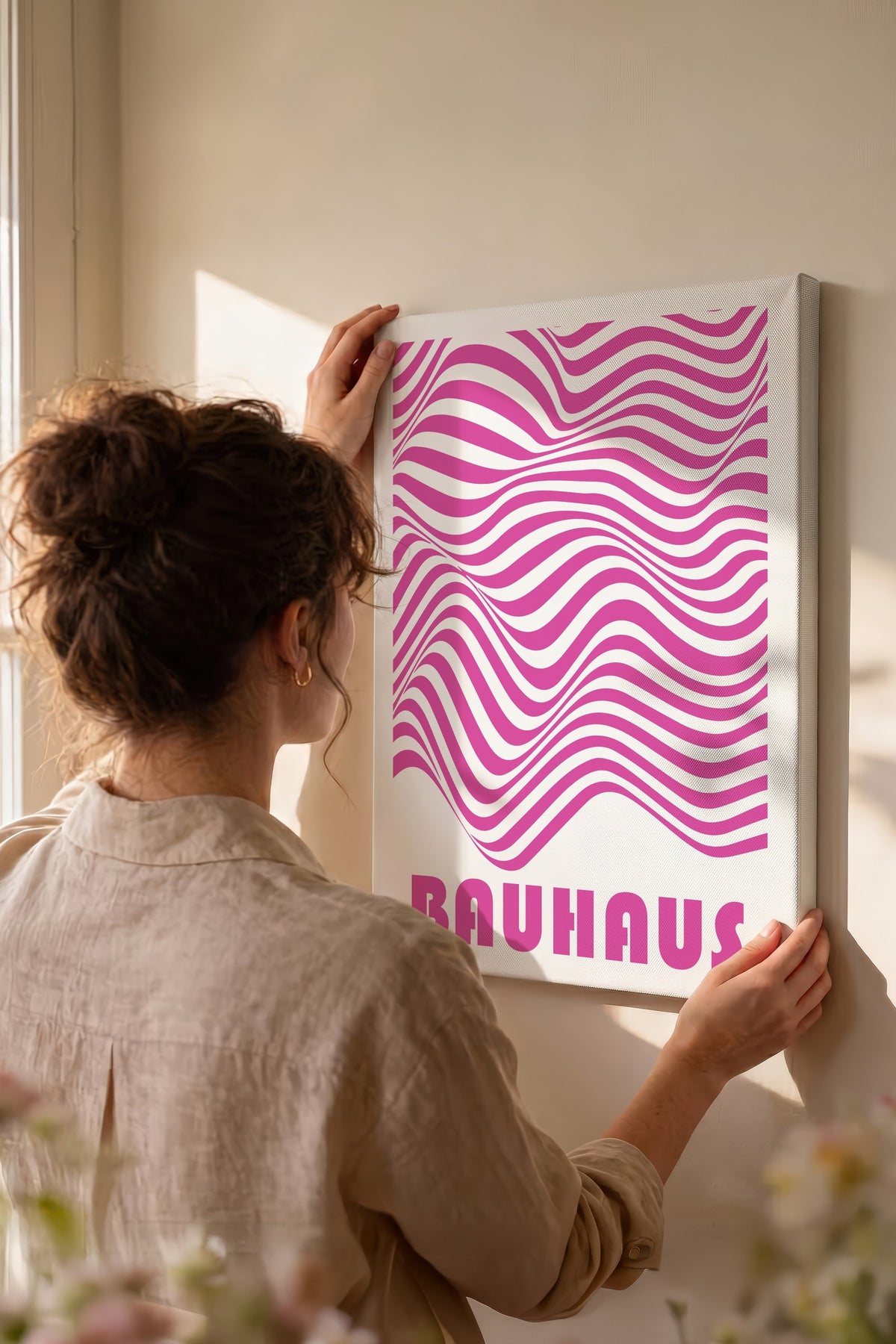 Pembe Duvar Bauhaus Kanvas Tablo — NO:105467