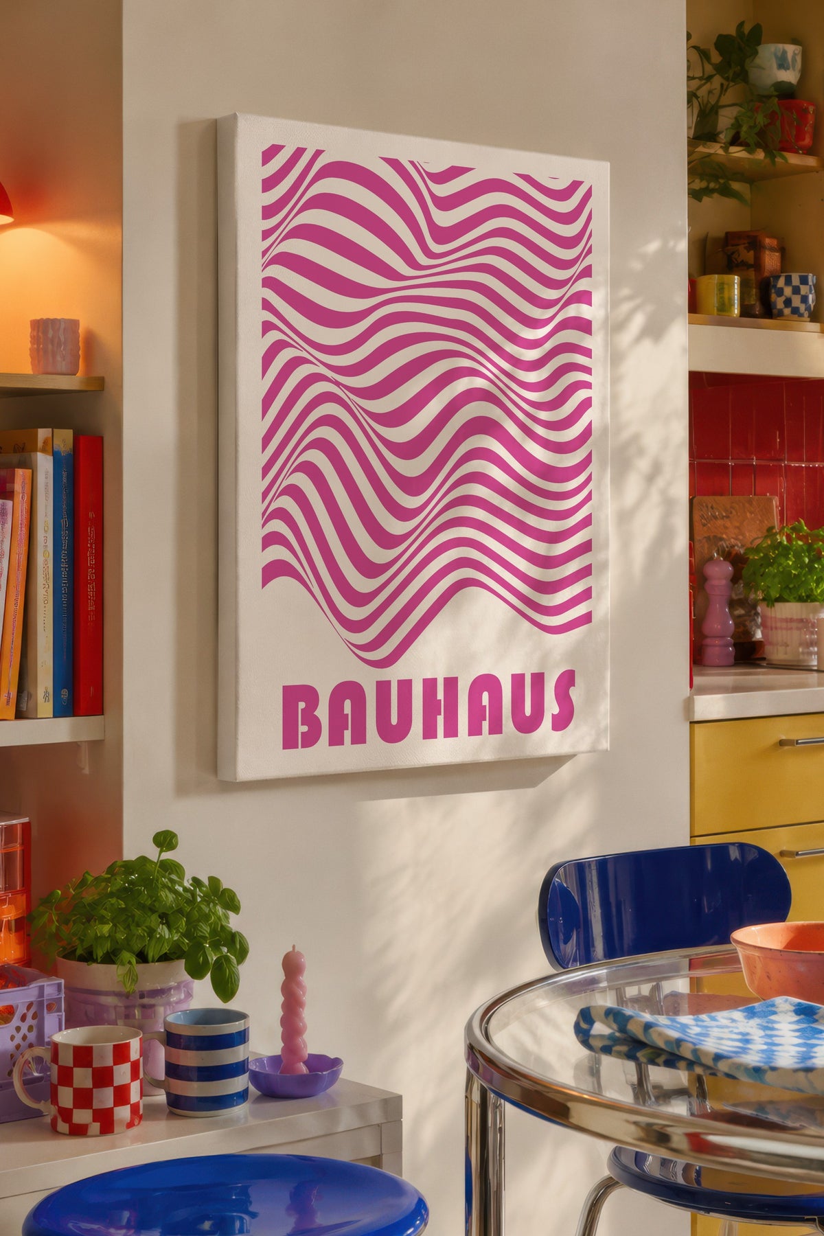 Pembe Duvar Bauhaus Kanvas Tablo — NO:105467