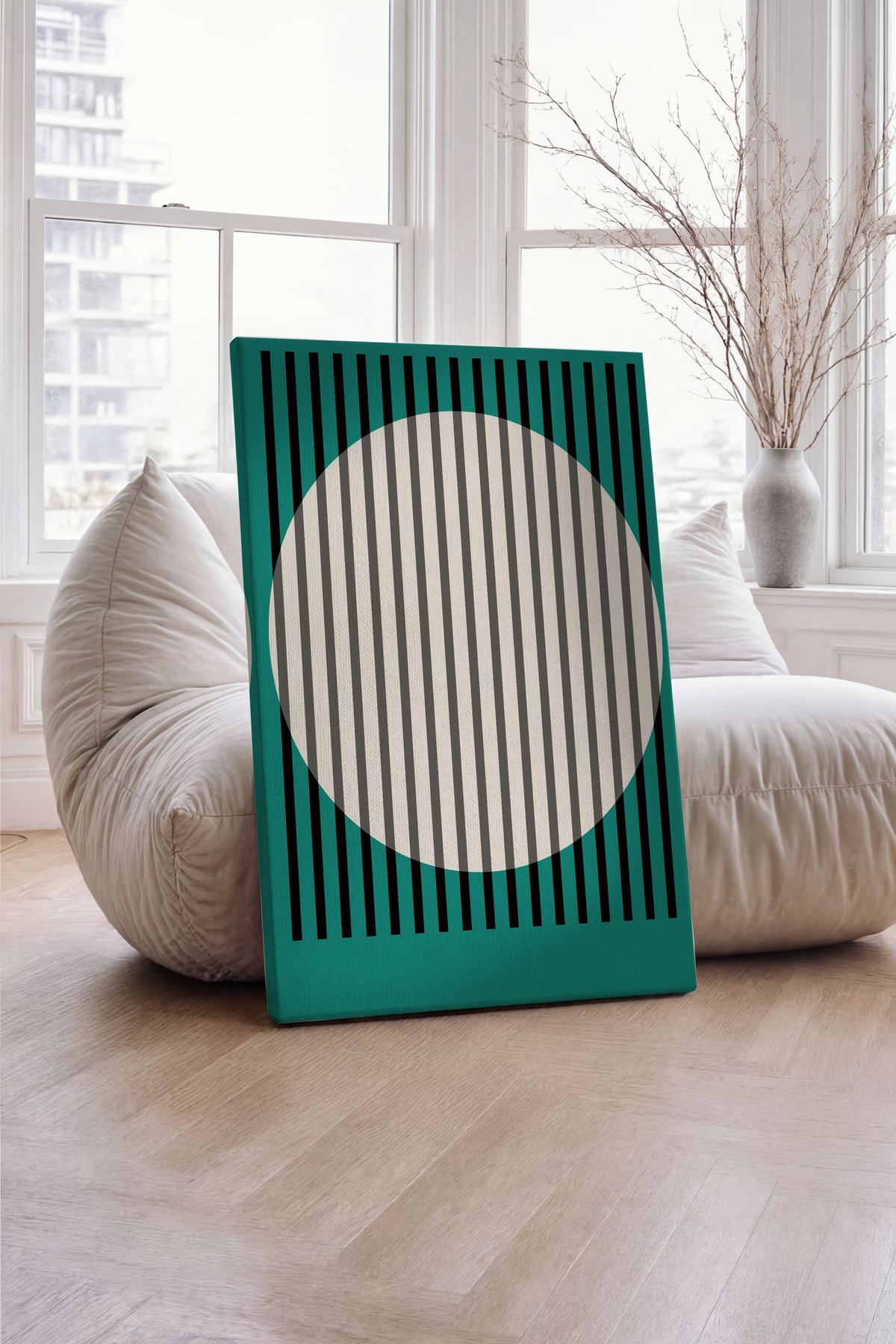 Çizgili daire deseni Bauhaus Kanvas Tablo