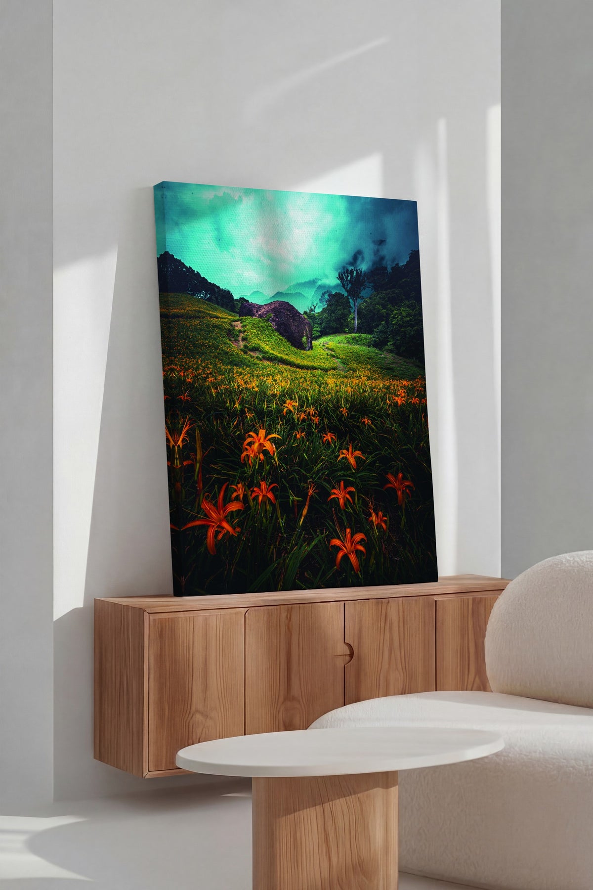 Çiçekli Doğa Manzarası Fotoğraf Kanvas Tablo