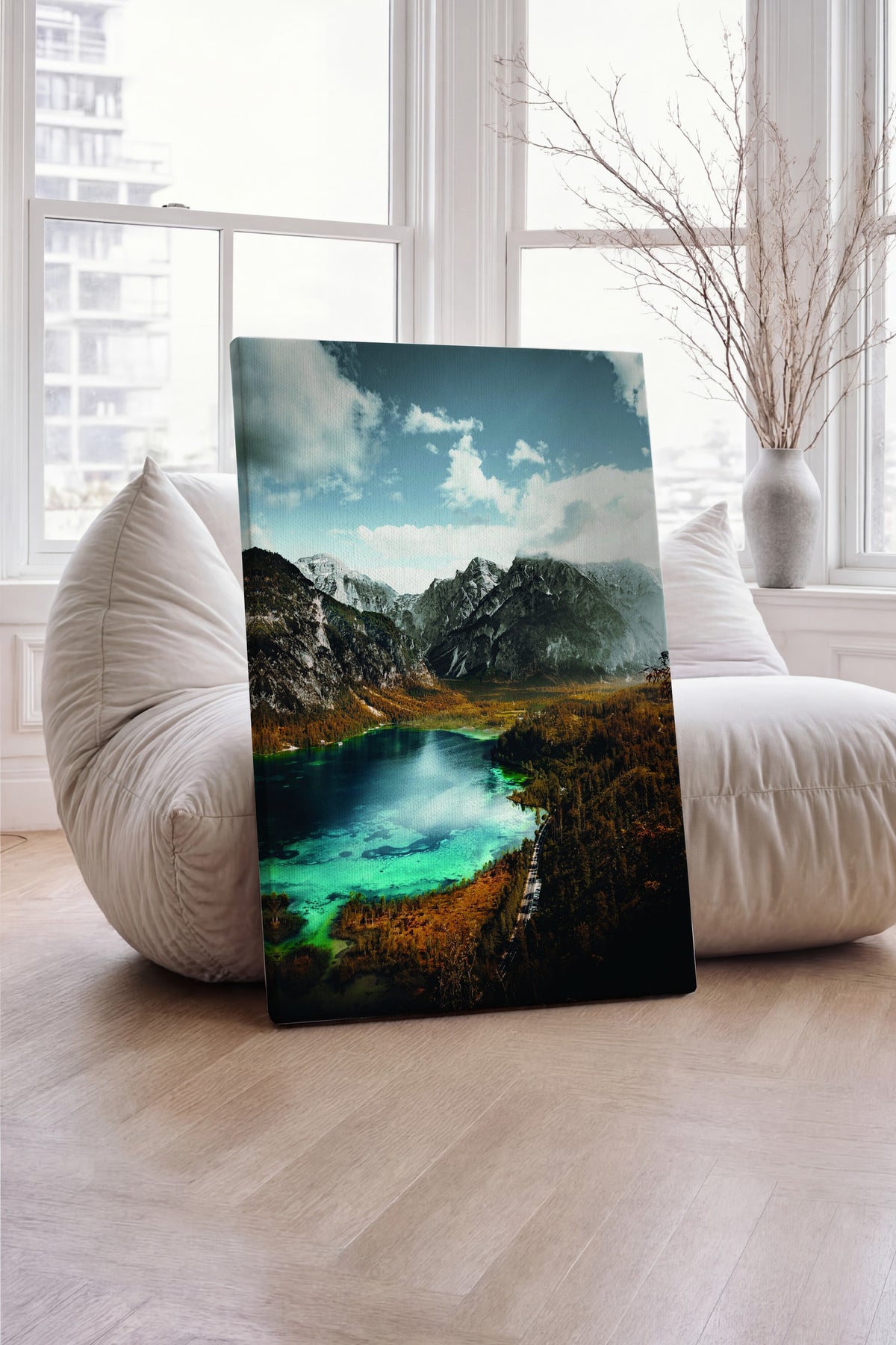 Dağ ve Göl Manzarası Fotoğraf Kanvas Tablo