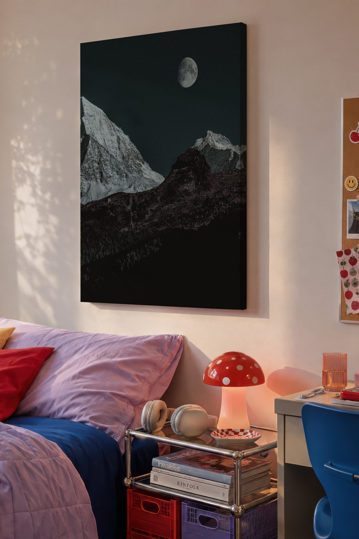 Dağ ve Ay Manzarası Fotoğraf Kanvas Tablo