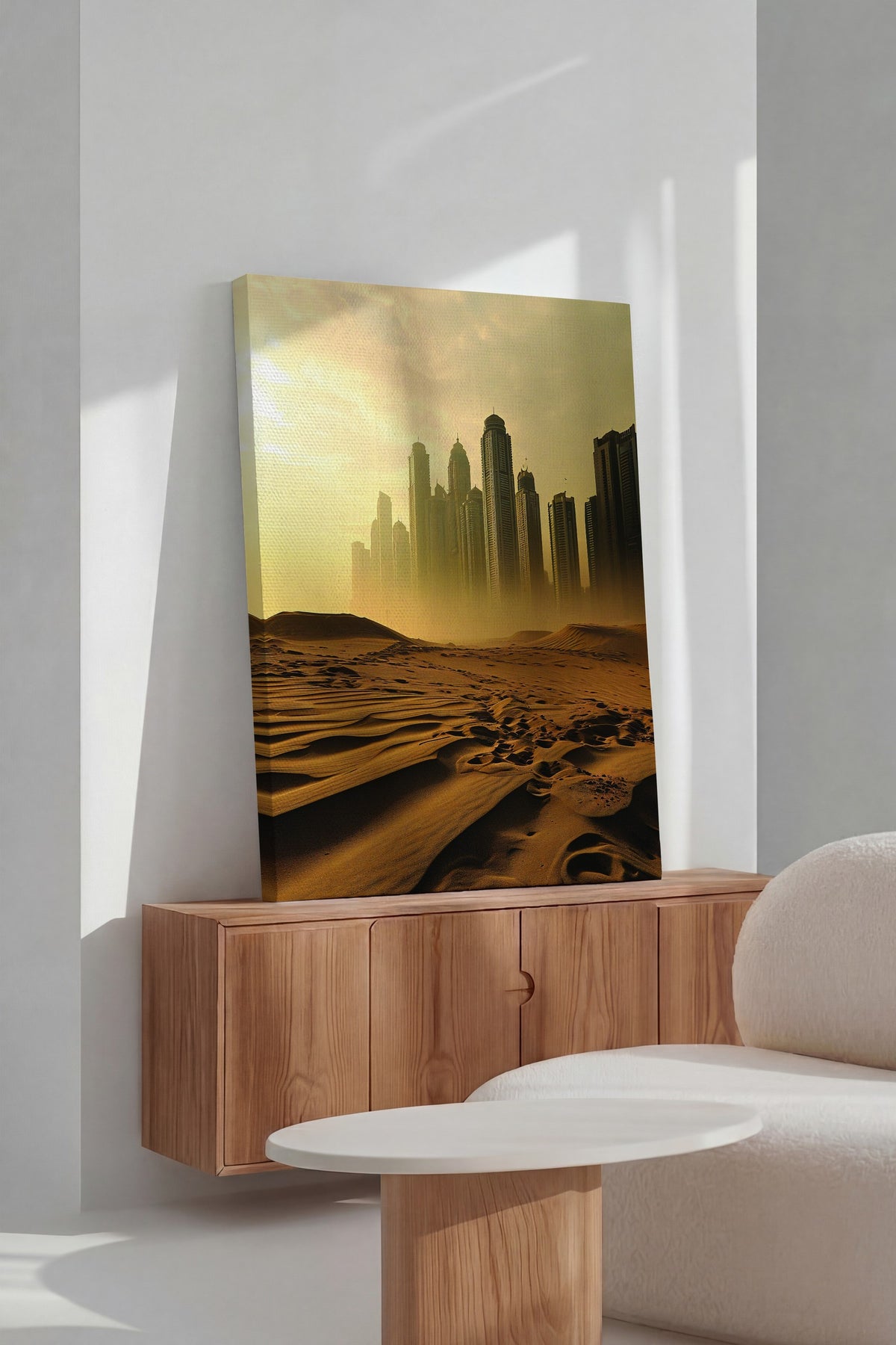 Çöl ve Gökdelenler Fotoğraf Kanvas Tablo