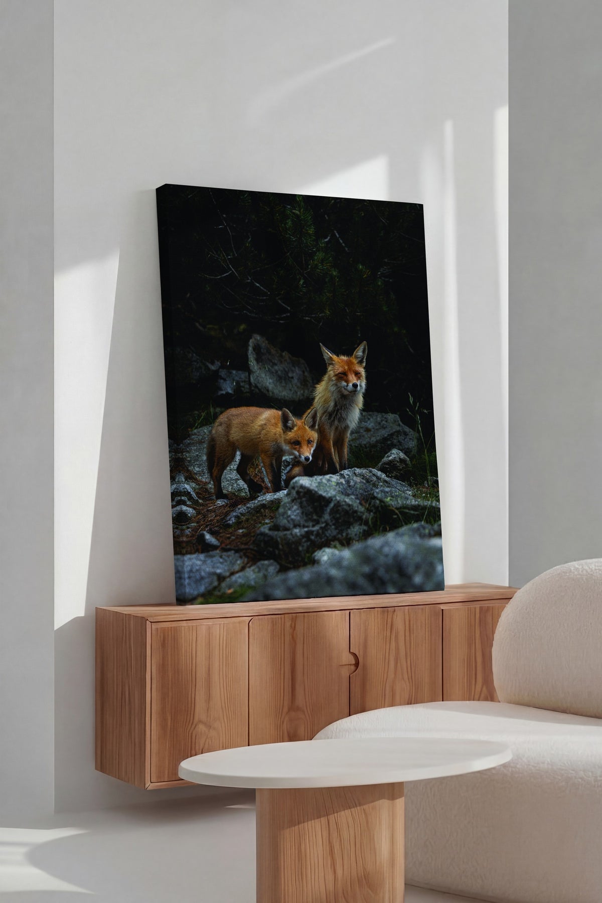 Ormanda Tilkiler Fotoğraf Kanvas Tablo