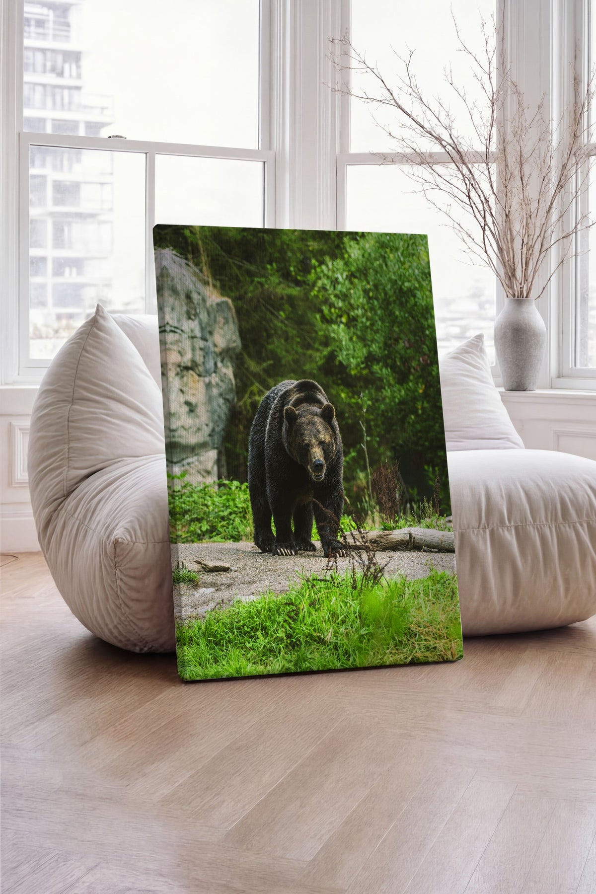 Doğada Yürüyen Ayı Fotoğraf Kanvas Tablo