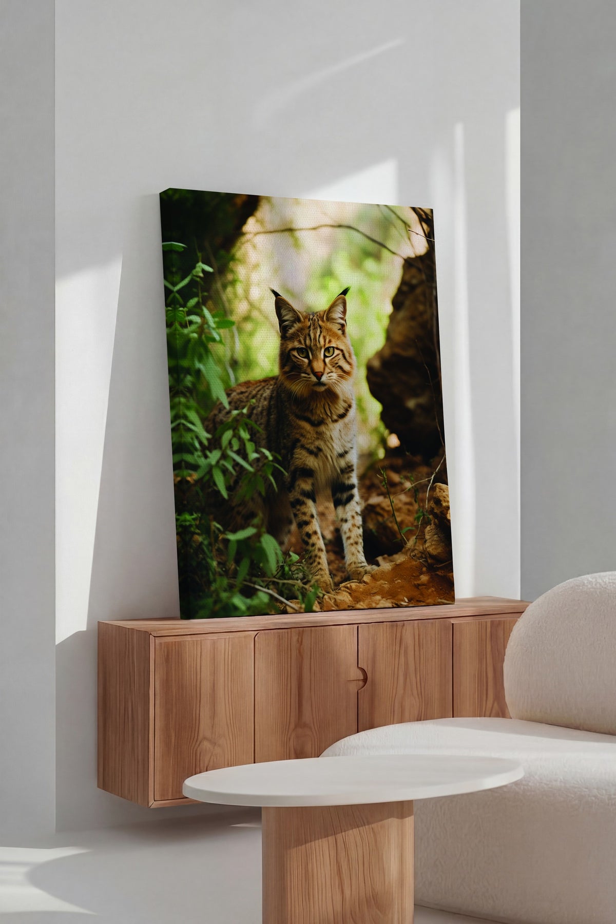 Doğada Vahşi Kedi Fotoğraf Kanvas Tablo
