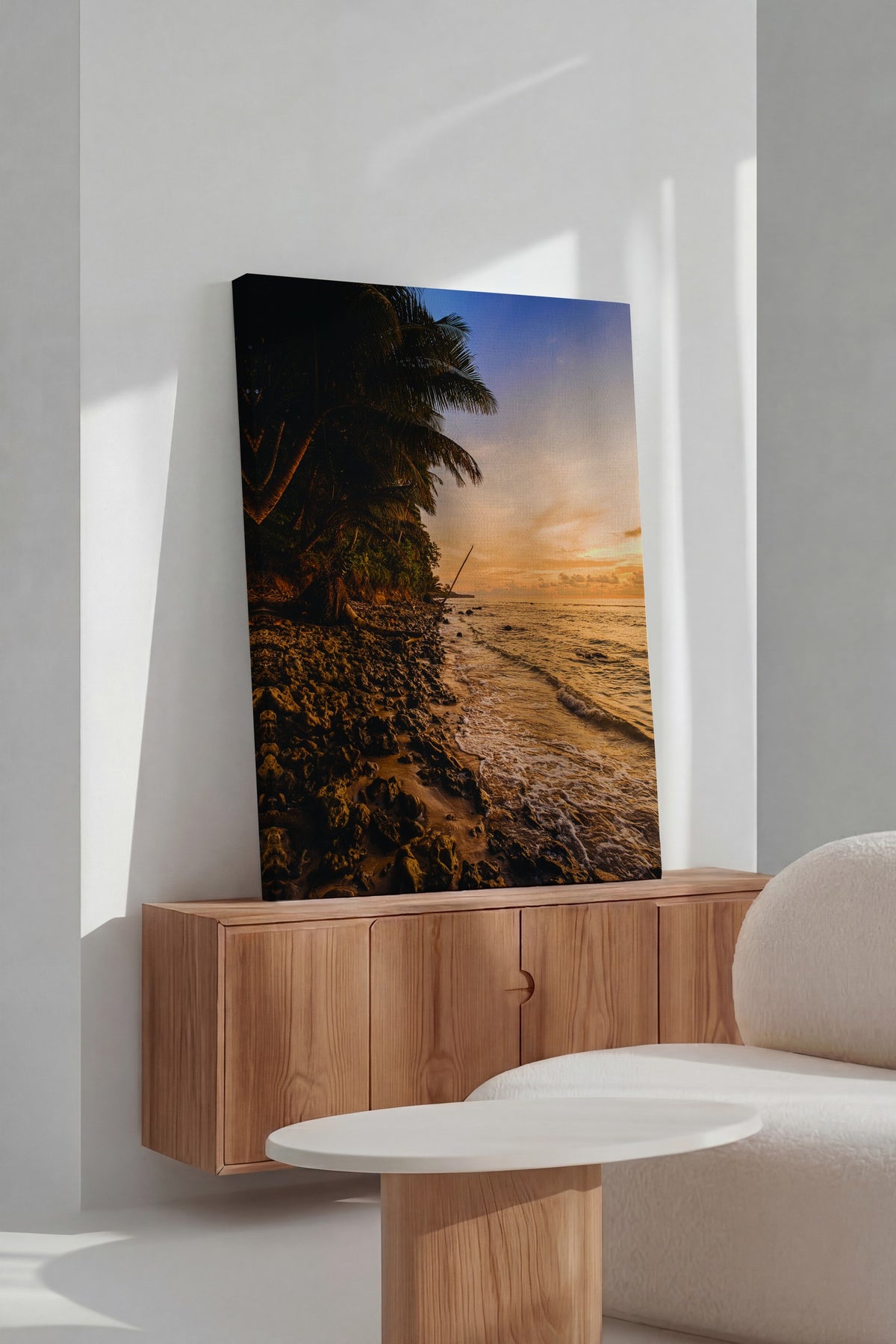 Gün Batımında Sahil Kenarı Fotoğraf Kanvas Tablo