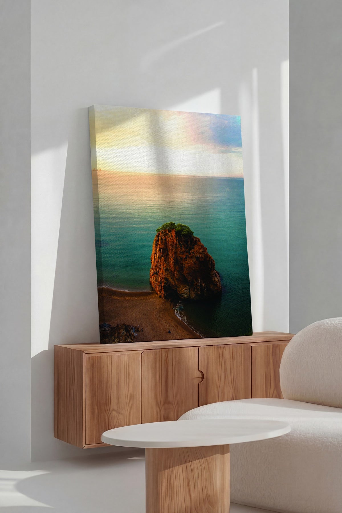 Deniz Manzaralı Kayalık Fotoğraf Kanvas Tablo