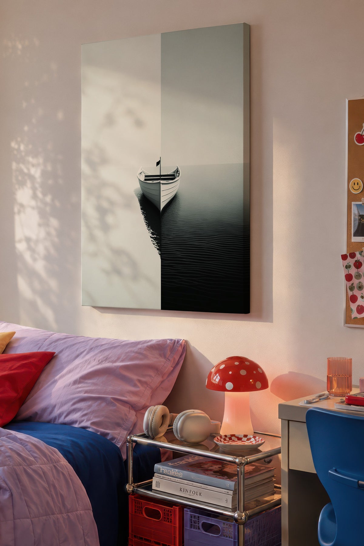 Gölde Tekne Fotoğraf Kanvas Tablo