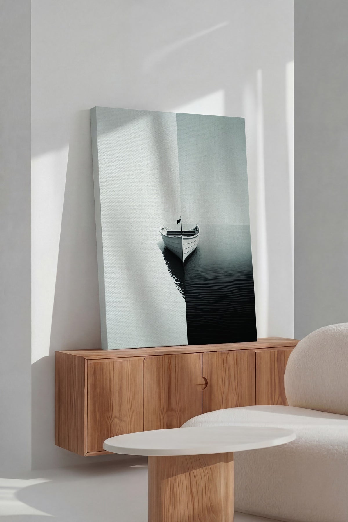 Gölde Tekne Fotoğraf Kanvas Tablo