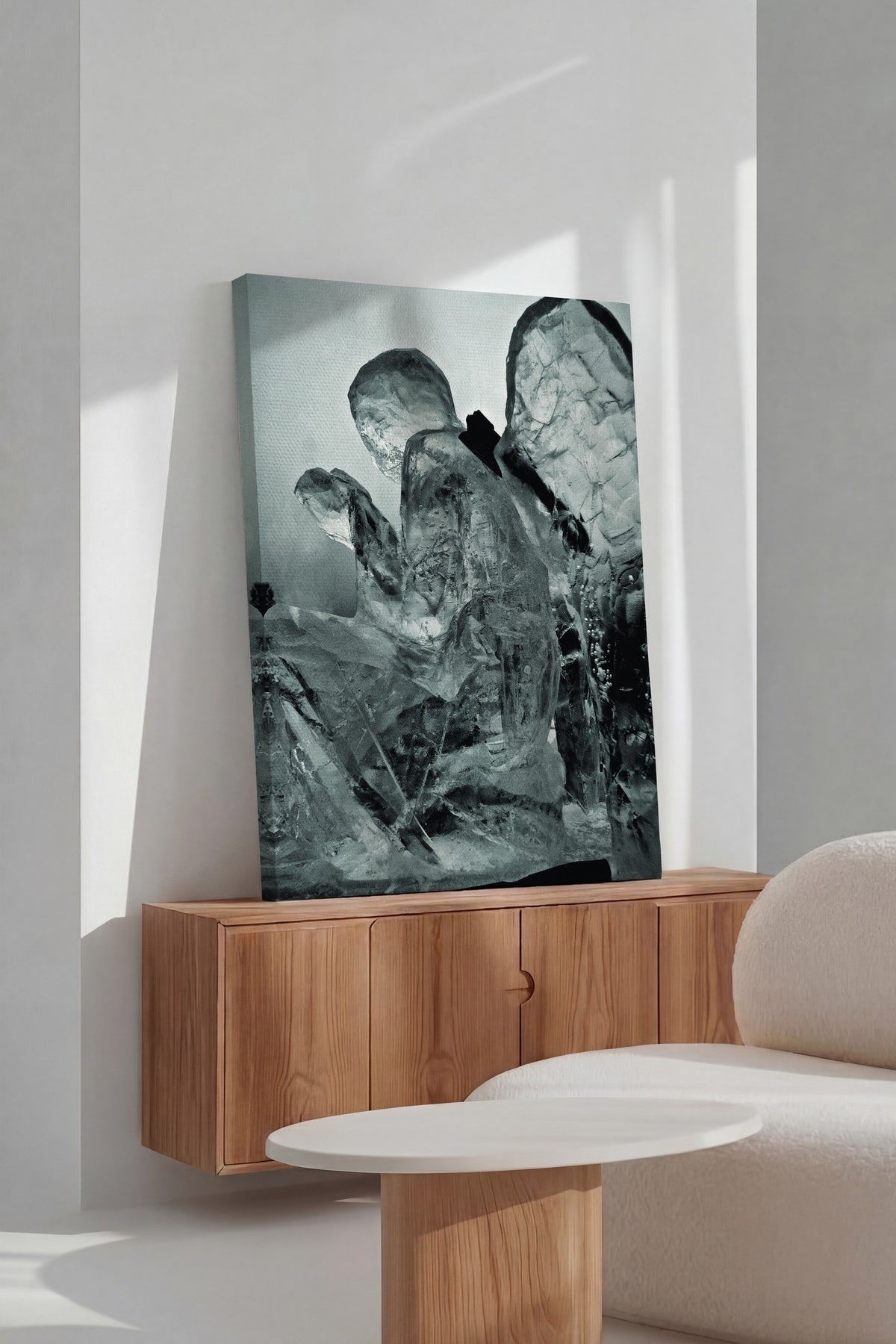 Buzdan Melek Heykeli Fotoğraf Kanvas Tablo