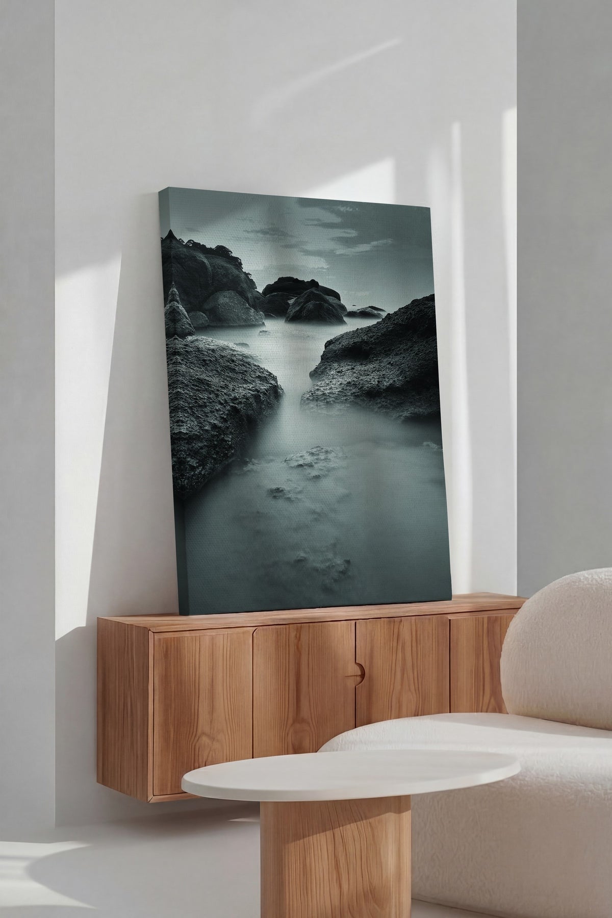 Kaya ve Okyanus Sahnesi Fotoğraf Kanvas Tablo