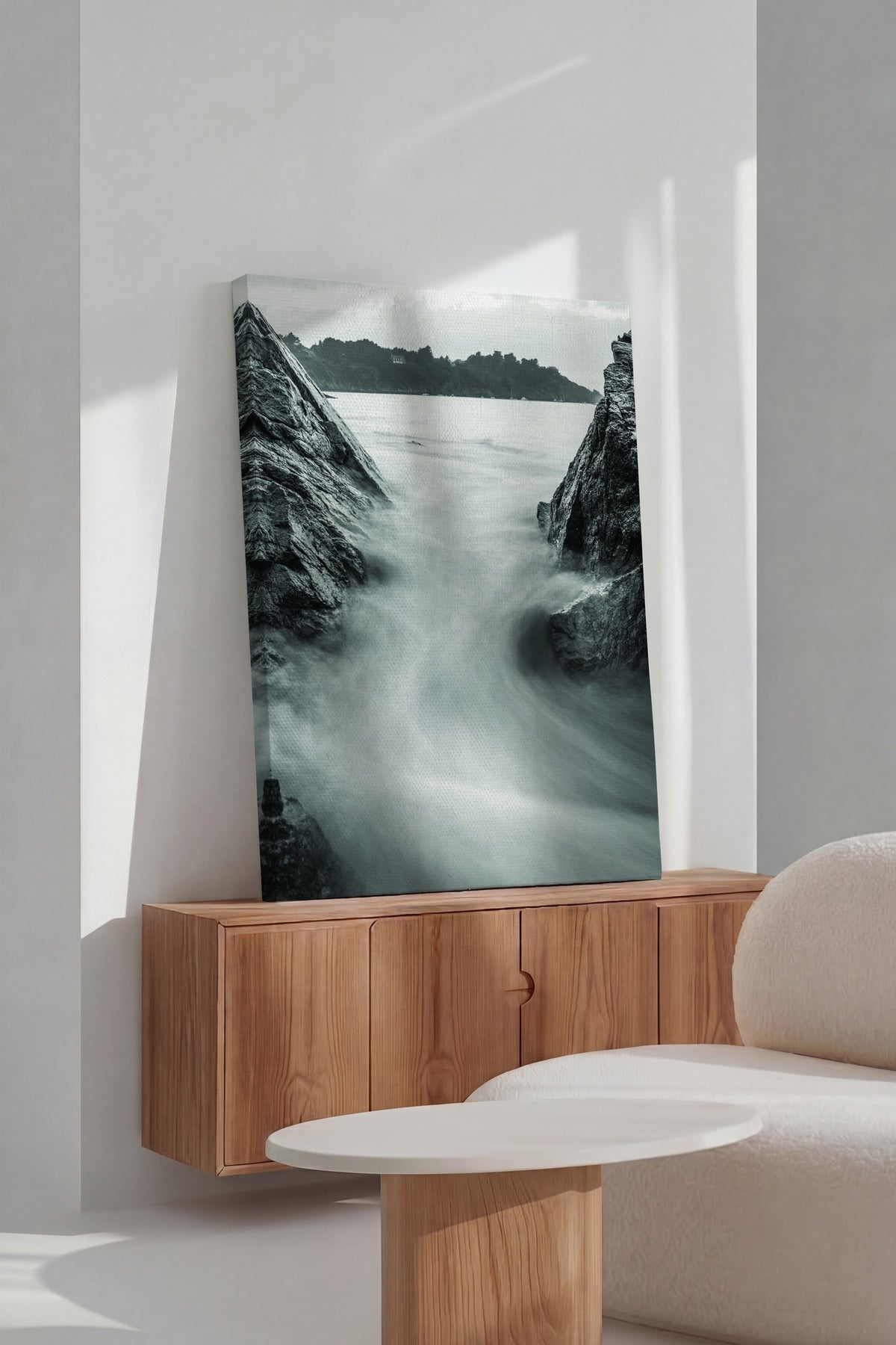 Kıyıda Dalga Manzarası Fotoğraf Kanvas Tablo