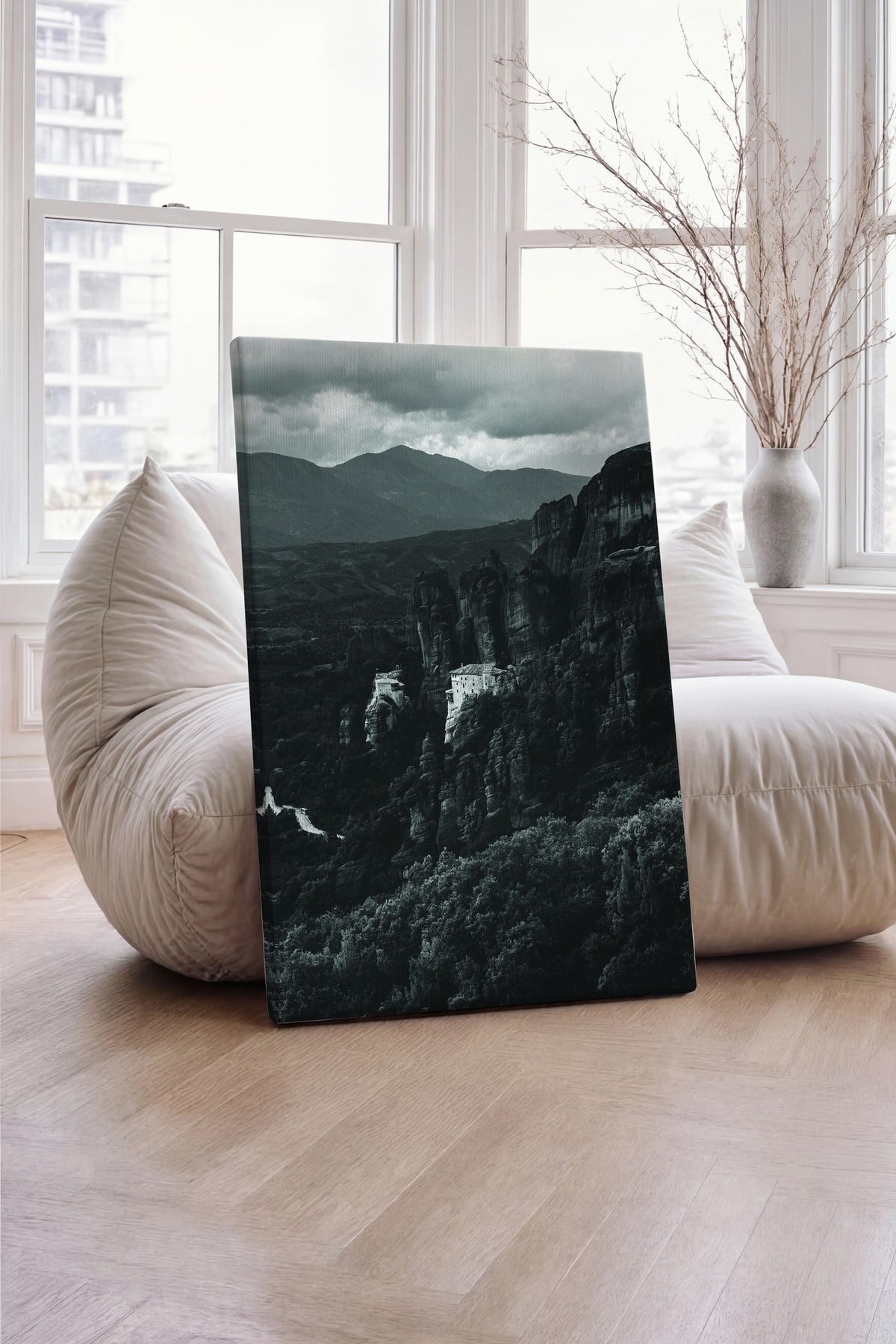 Dağ Manzaralı Manastır Fotoğraf Kanvas Tablo
