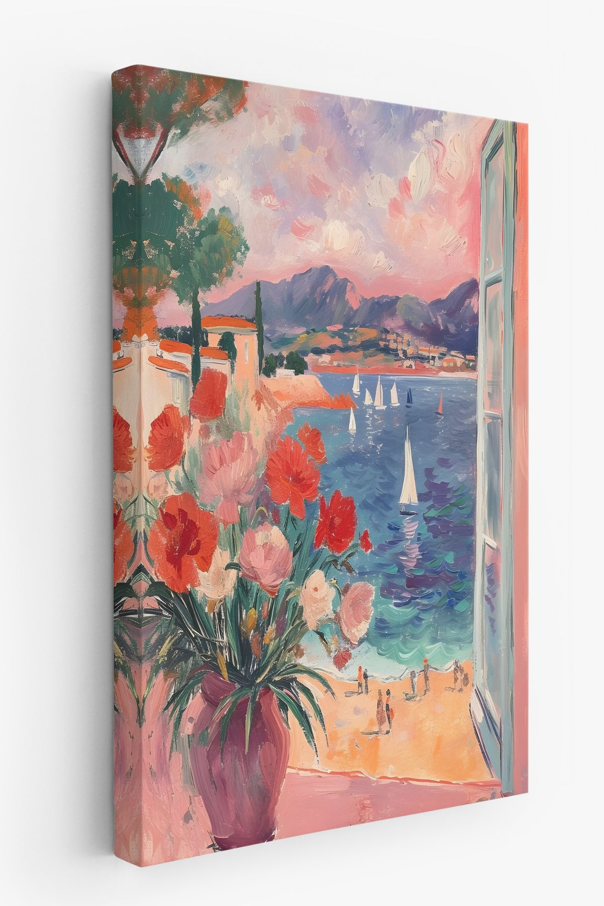Akdeniz Manzaralı Pencere Maximalist Kanvas Tablo