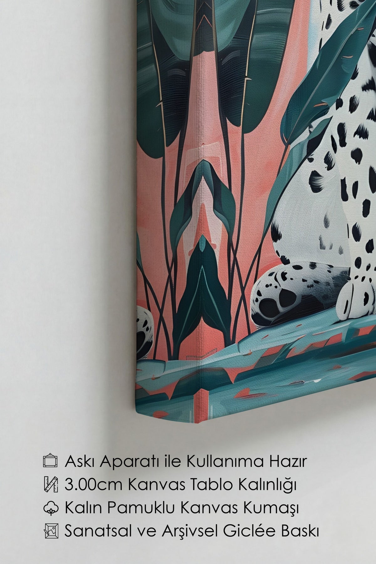 Egzotik Çiçekler ve Leopar Maximalist Kanvas Tablo