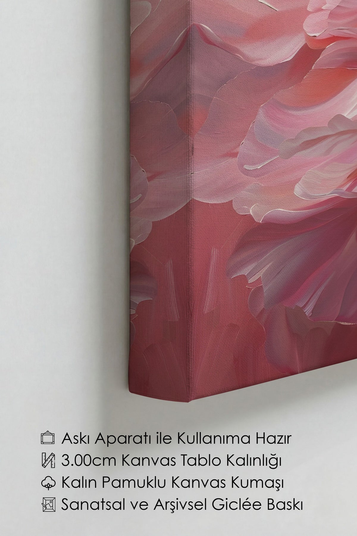 Pembe Şakayık Çiçeği Maximalist Kanvas Tablo