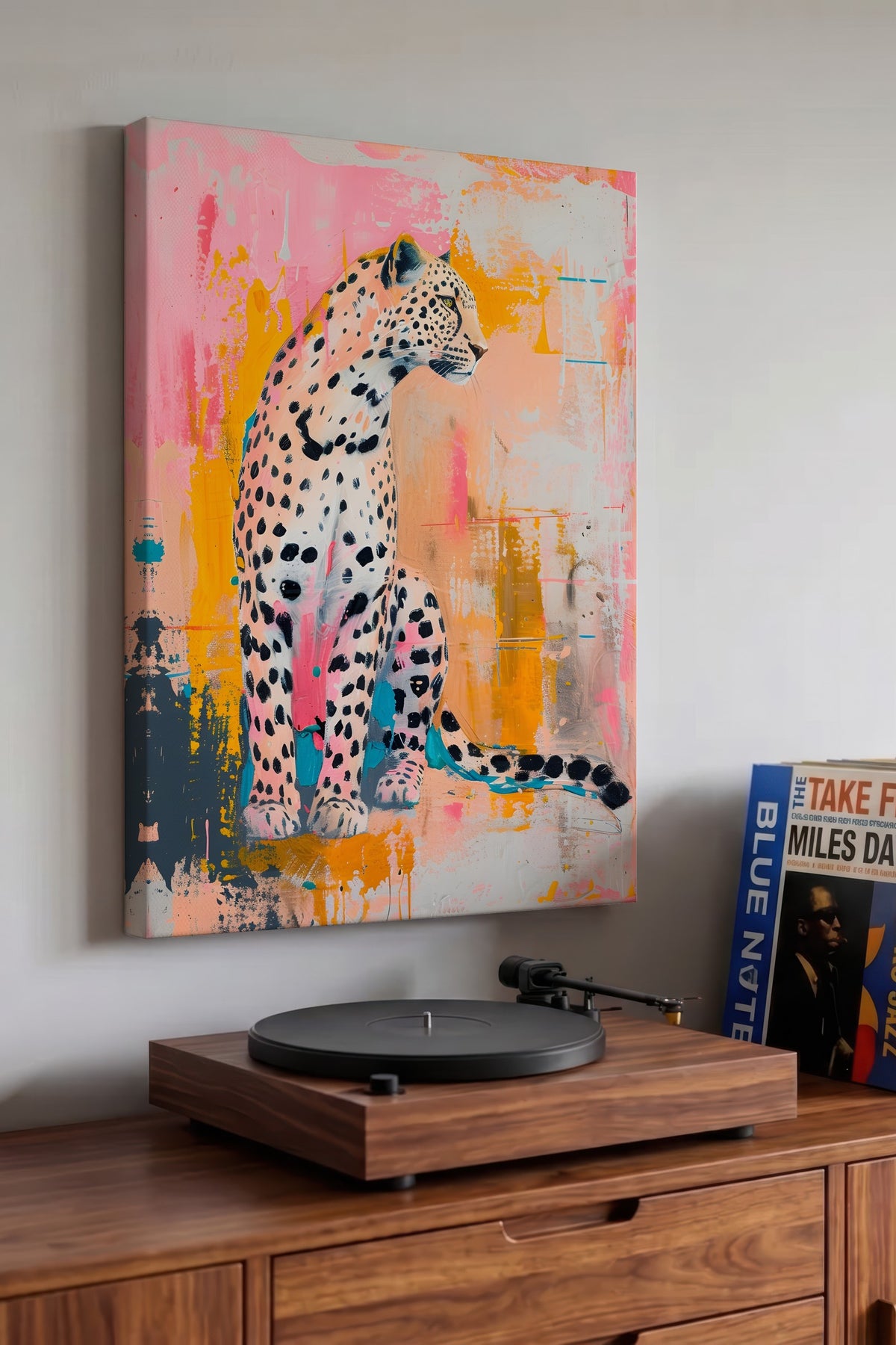 Renkli Leopar Maximalist Kanvas Tablo