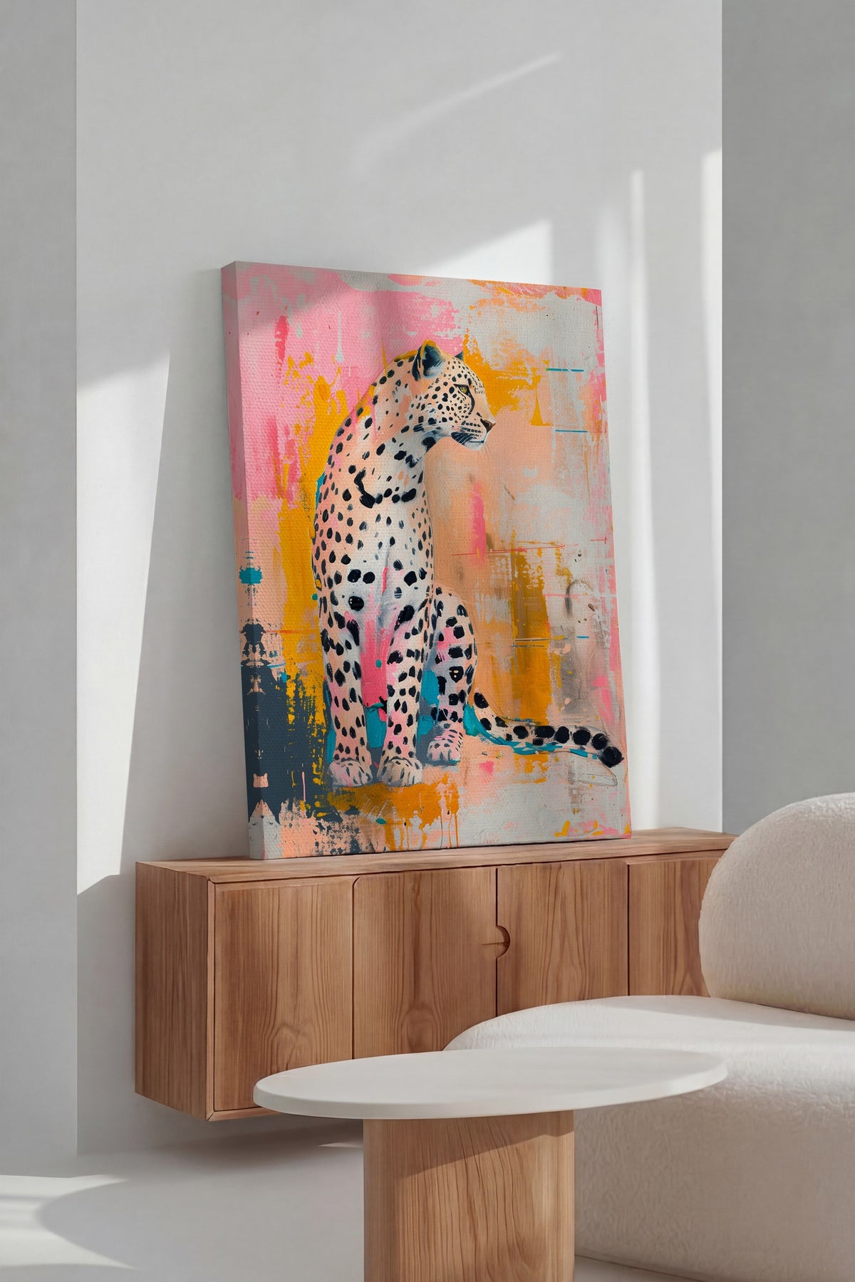 Renkli Leopar Maximalist Kanvas Tablo