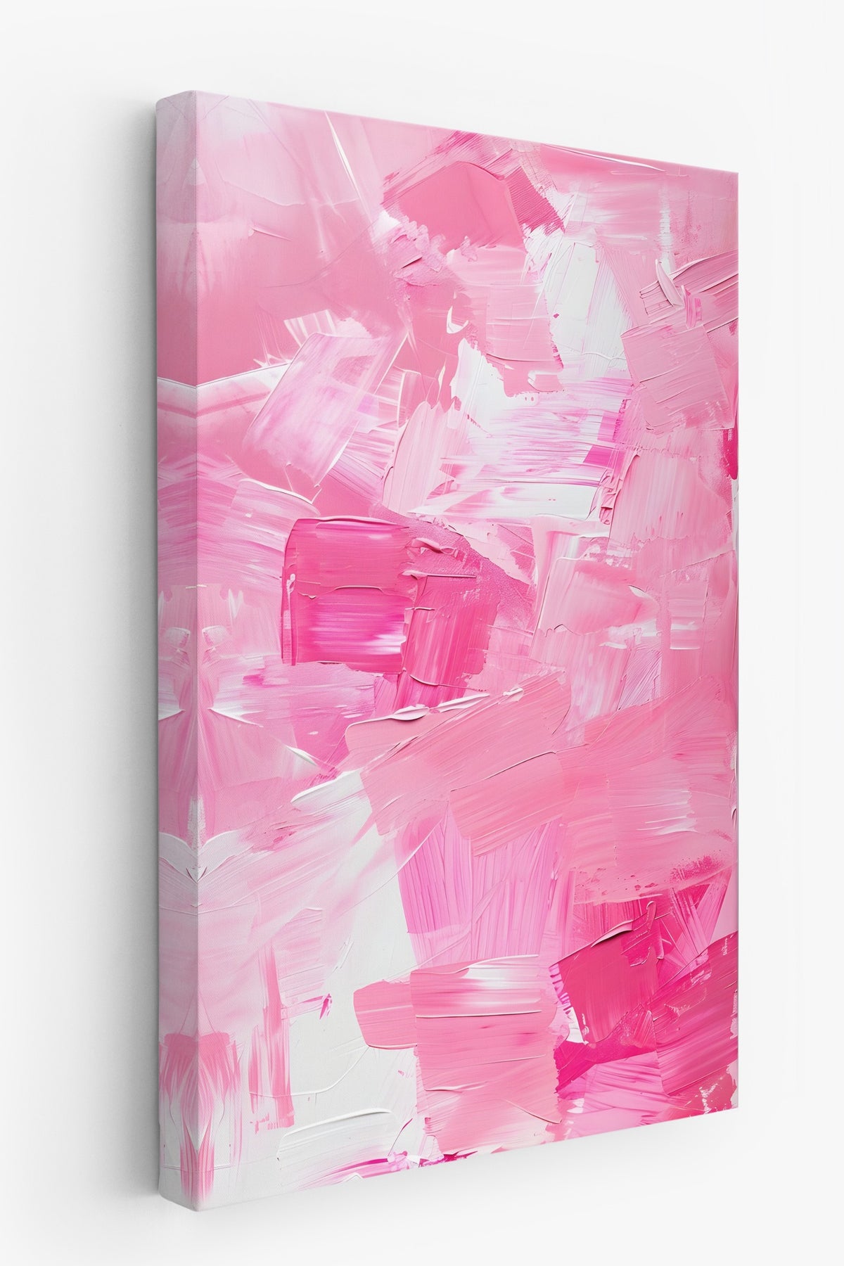 Pembe Soyut Fırça Vuruşları Maximalist Kanvas Tablo