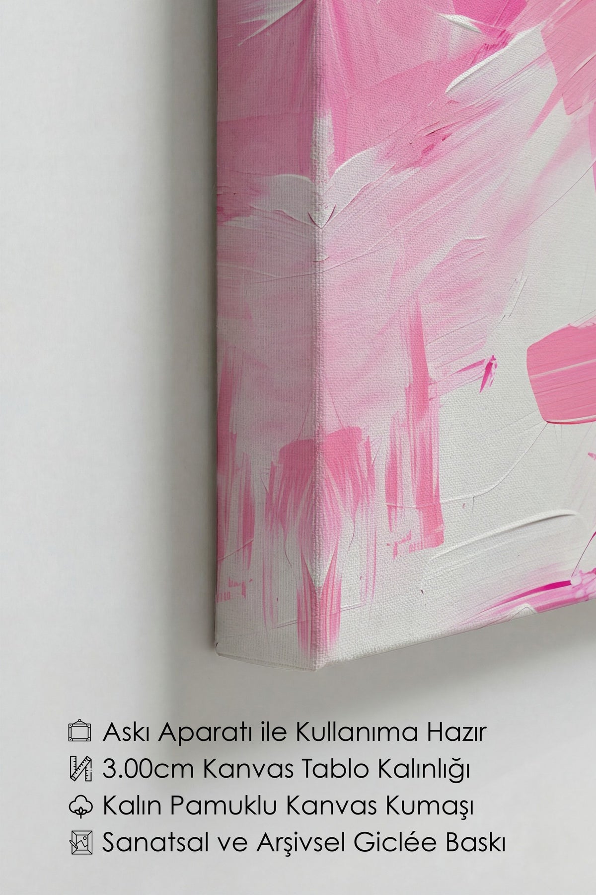 Pembe Soyut Fırça Vuruşları Maximalist Kanvas Tablo