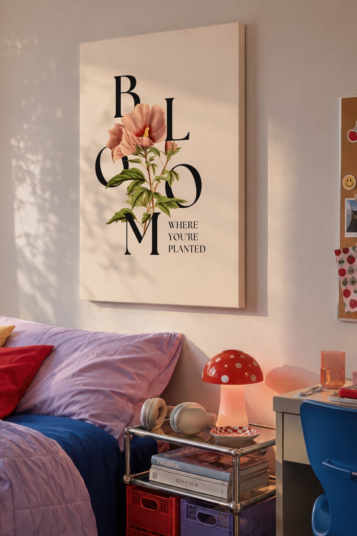 Farklı Tonlarda BLOOM WHERE YOU'RE PLANTED Maximalist Kanvas Tablo
