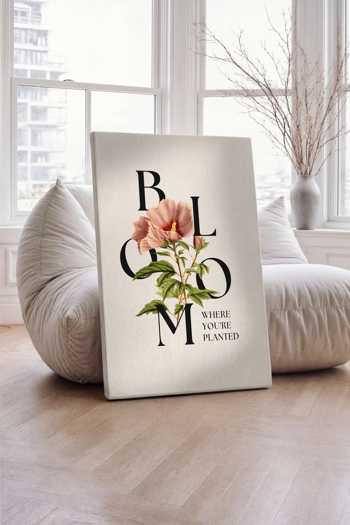 Farklı Tonlarda BLOOM WHERE YOU'RE PLANTED Maximalist Kanvas Tablo