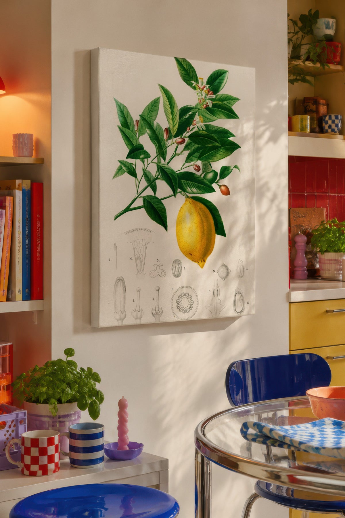 Botanik Limon İllüstrasyonu Maximalist Kanvas Tablo