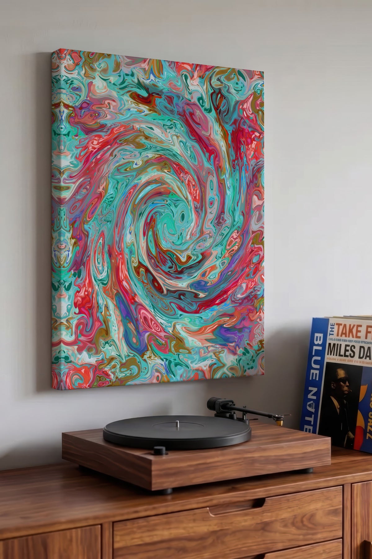 Renkli Spiral Desen Maximalist Kanvas Tablo
