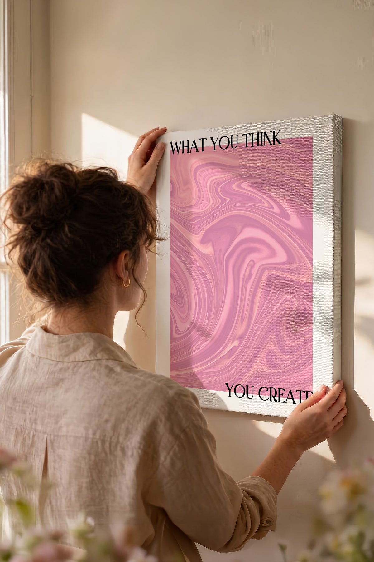 You Create Pembe Aura Kanvas Tablo
