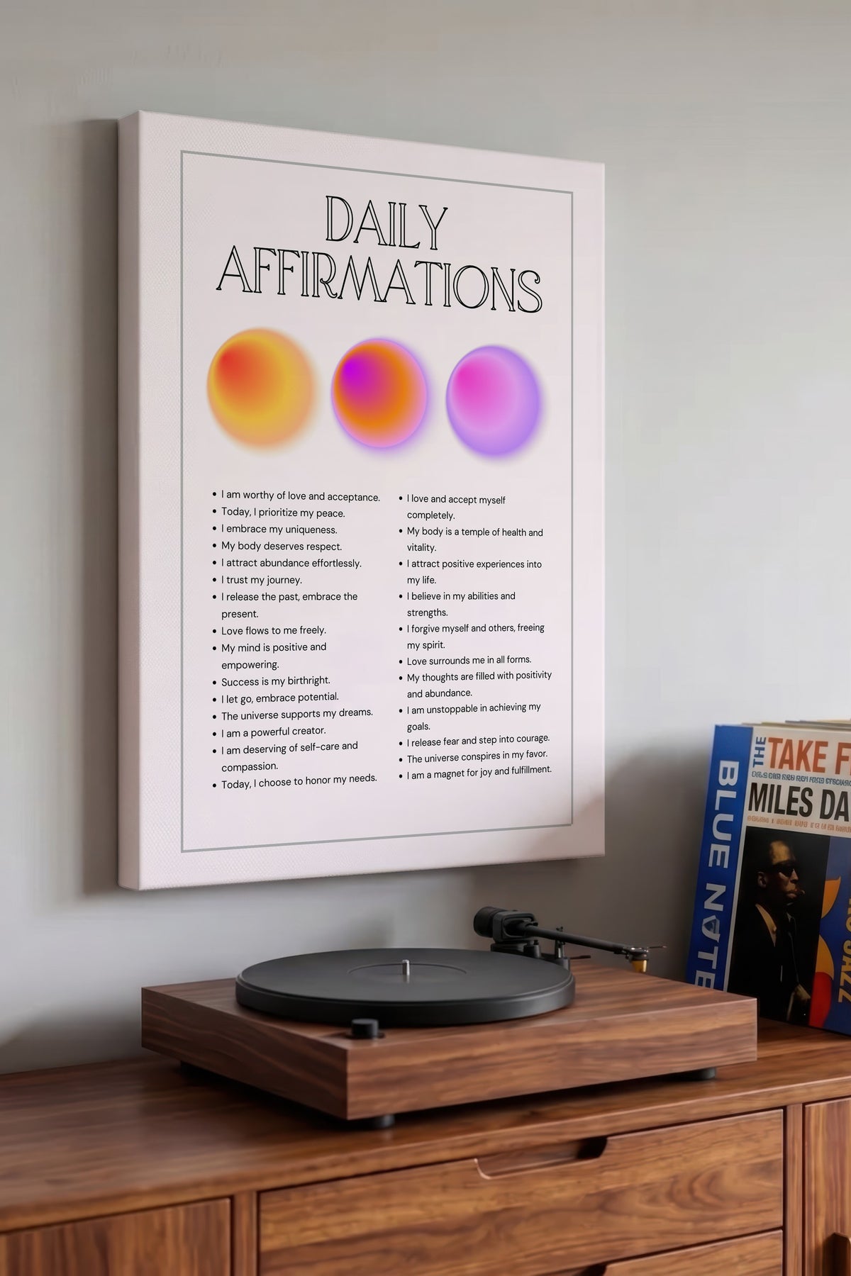 DAILY AFFIRMATIONS Aura Kanvas Tablo