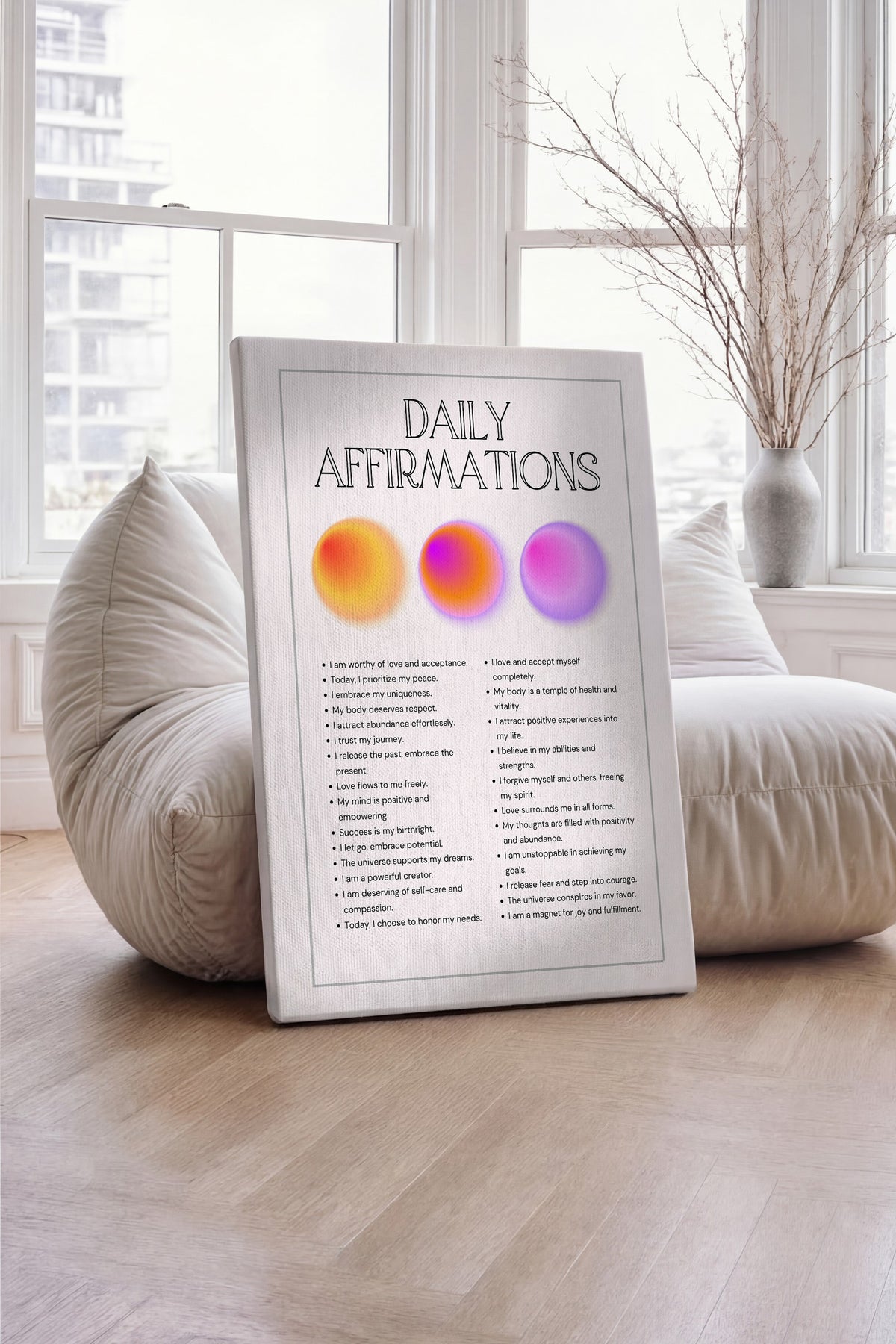 DAILY AFFIRMATIONS Aura Kanvas Tablo